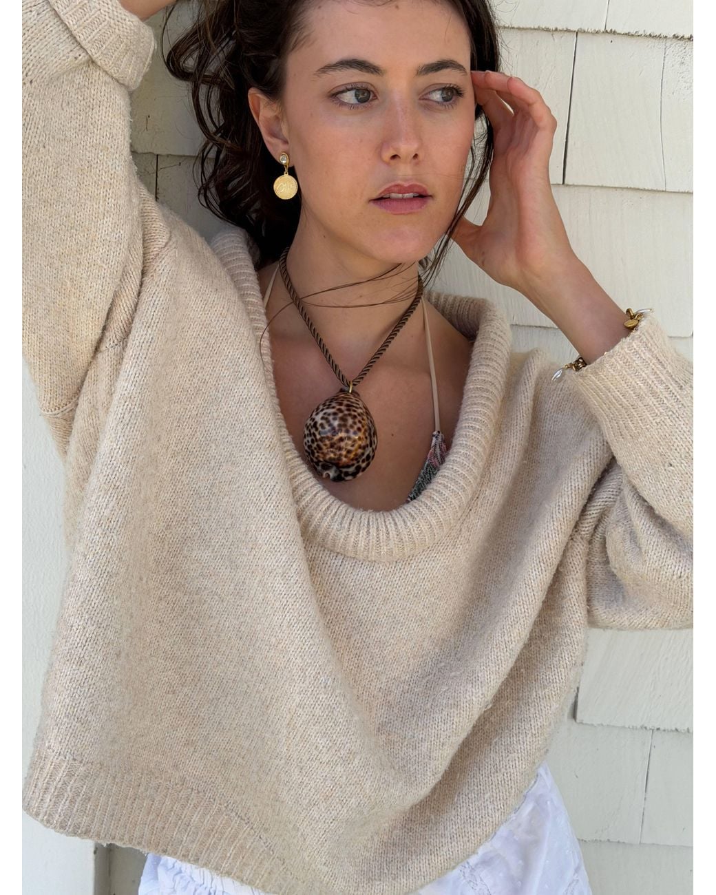 Sccollection Brown Tiger Chunky Cowrie Shell Necklace