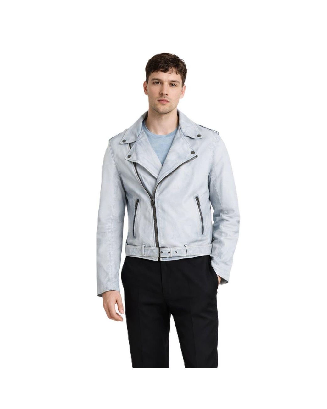 Zasta Studio Blue Storm Rider Biker Leather Jacket for men