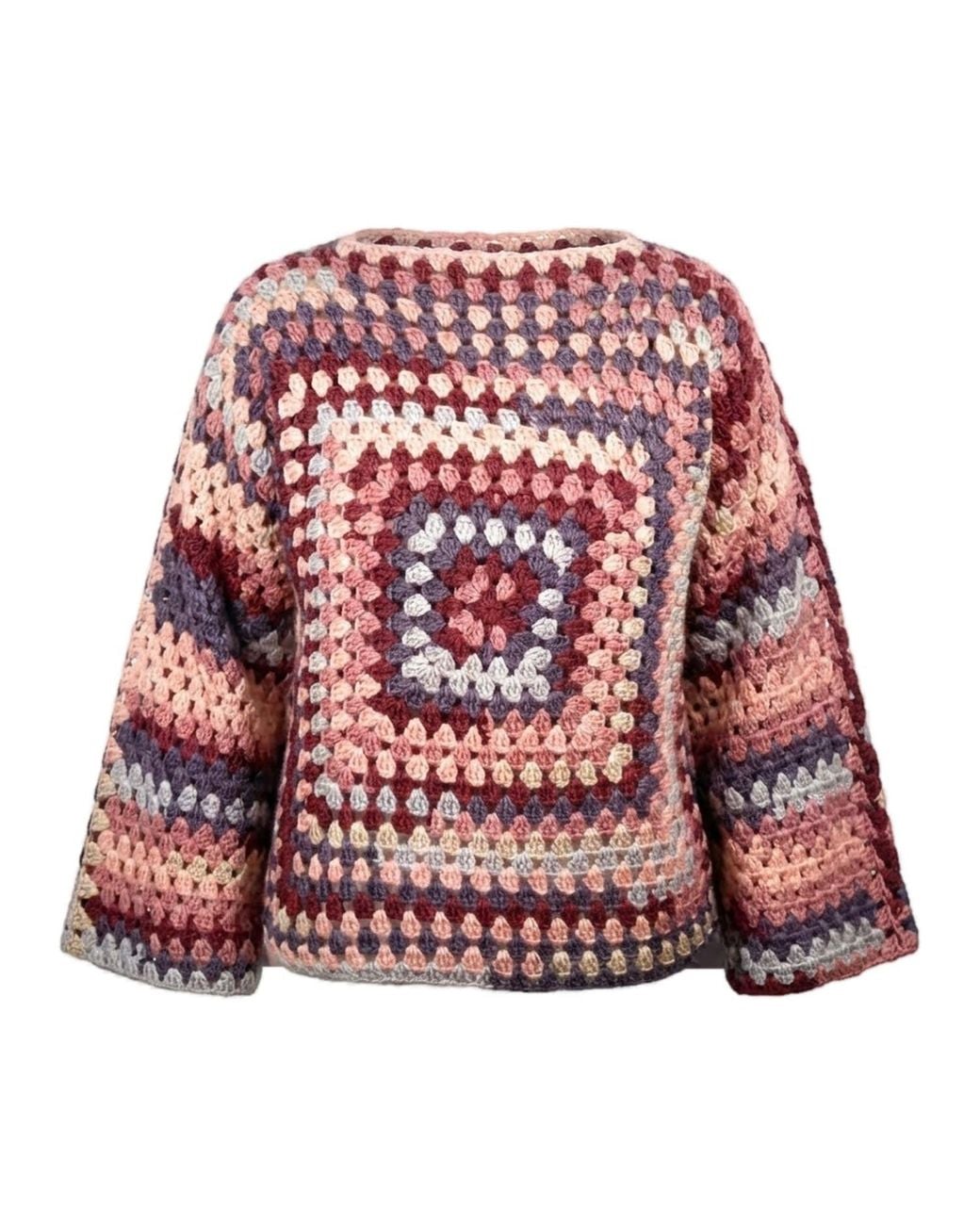 Ana Chic Red Granny Square Handmade Crochet Jumper