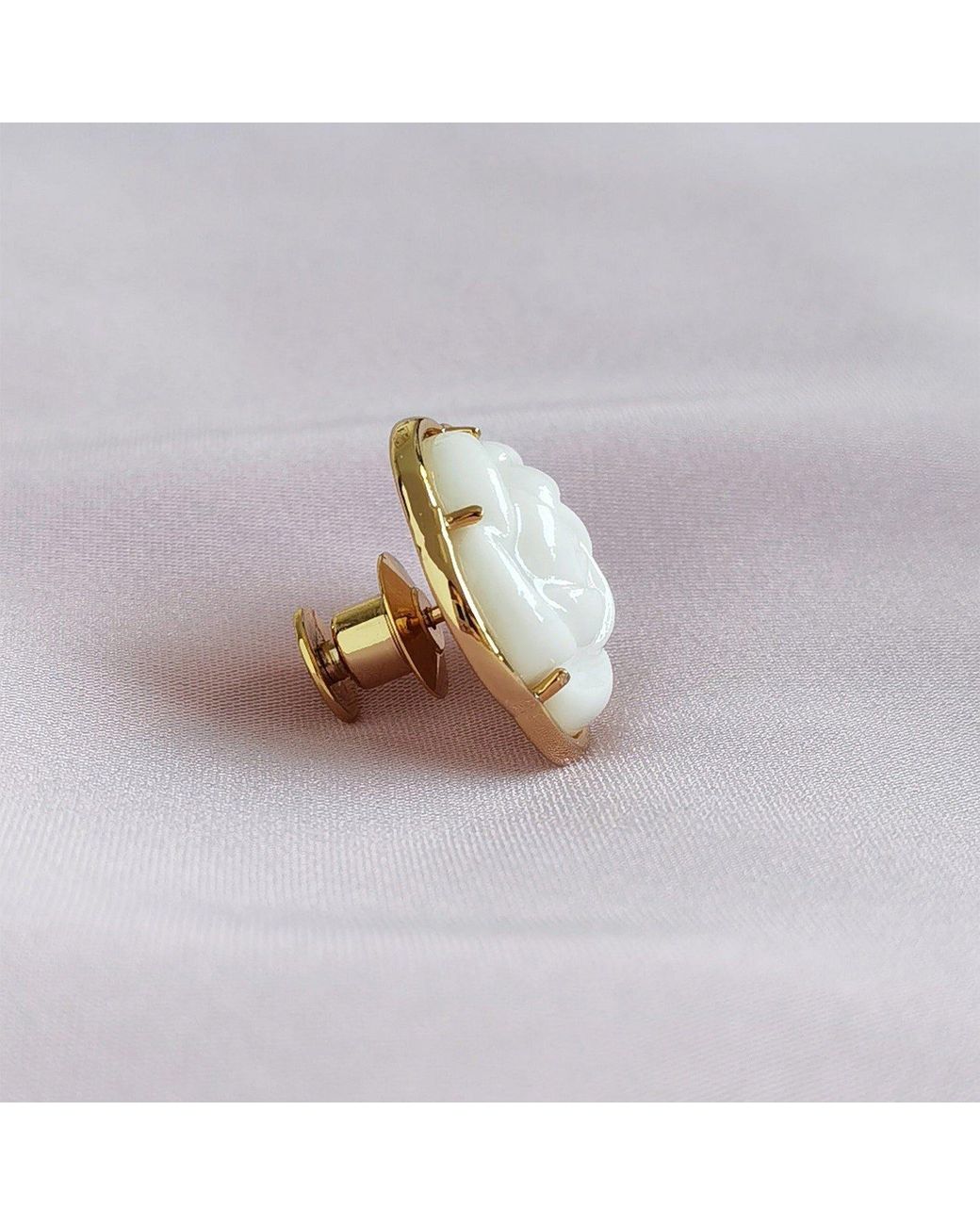 POPORCELAIN Metallic Porcelain Camellia Brooch