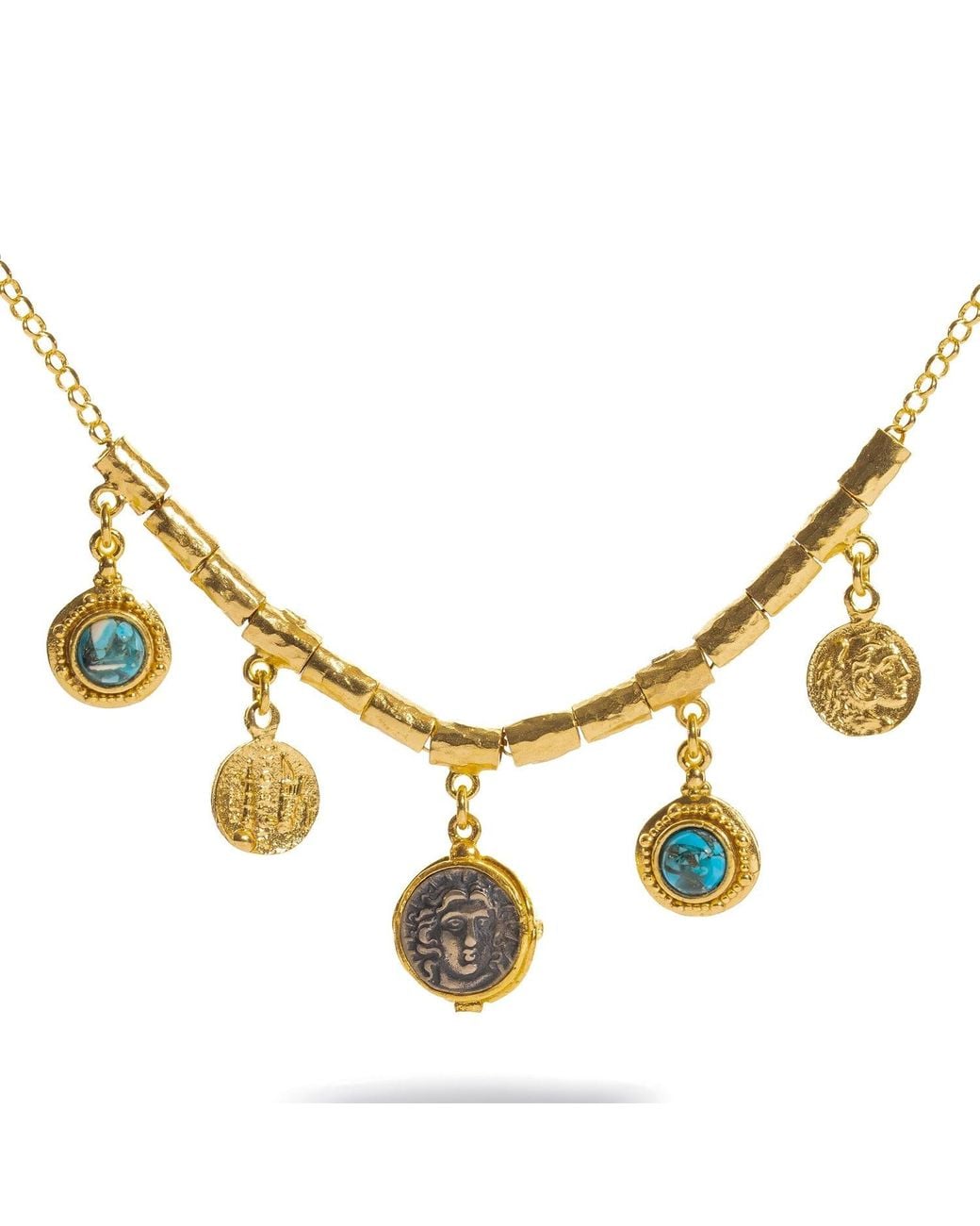 Ebru Jewelry Metallic Safe Passage Coin & Hammered Necklace
