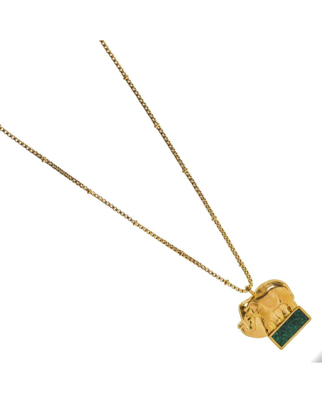 Ebru Jewelry Metallic Lucky Elephant Emerald Mosaic Pendant Necklace