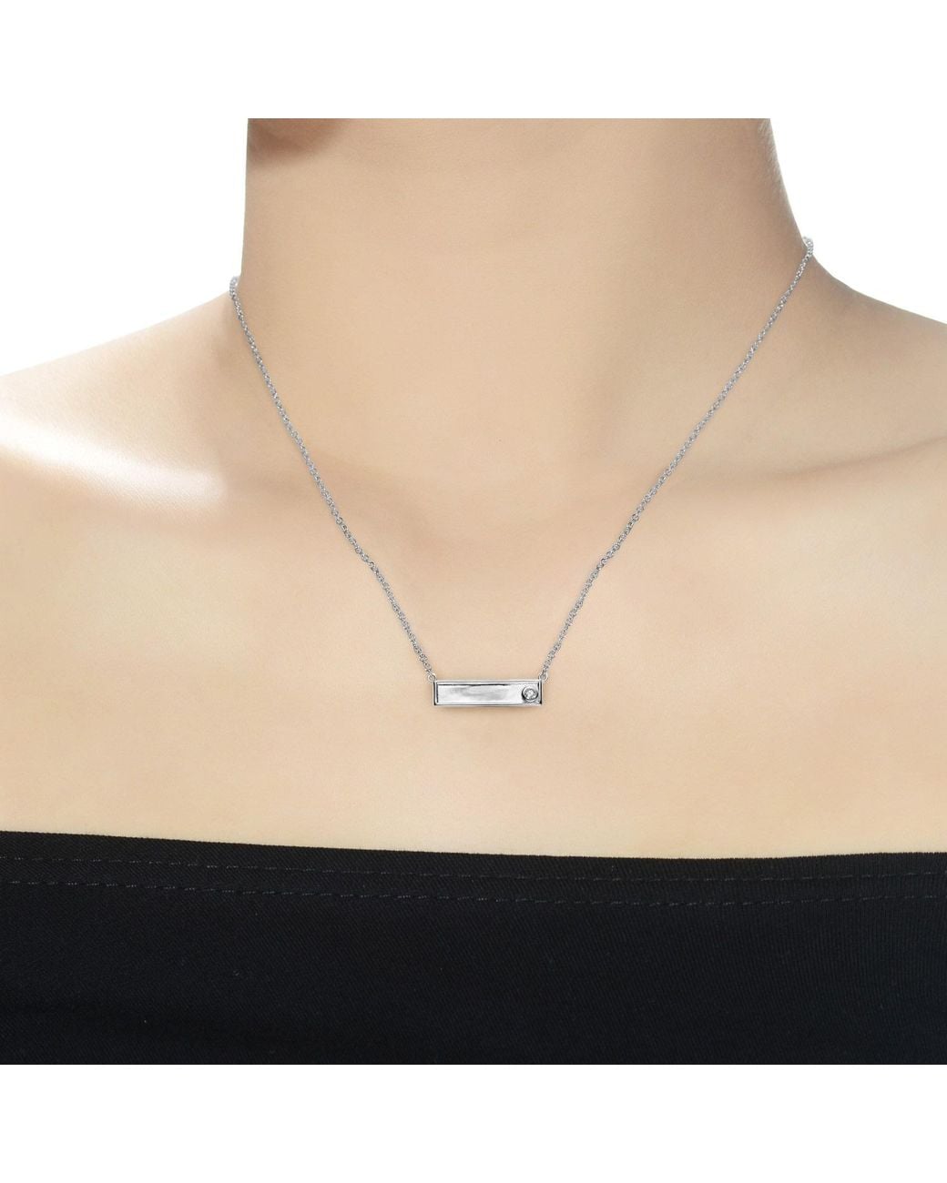 Genevive Jewelry Metallic Rachel Glauber Plated Lab Created Bar Necklace