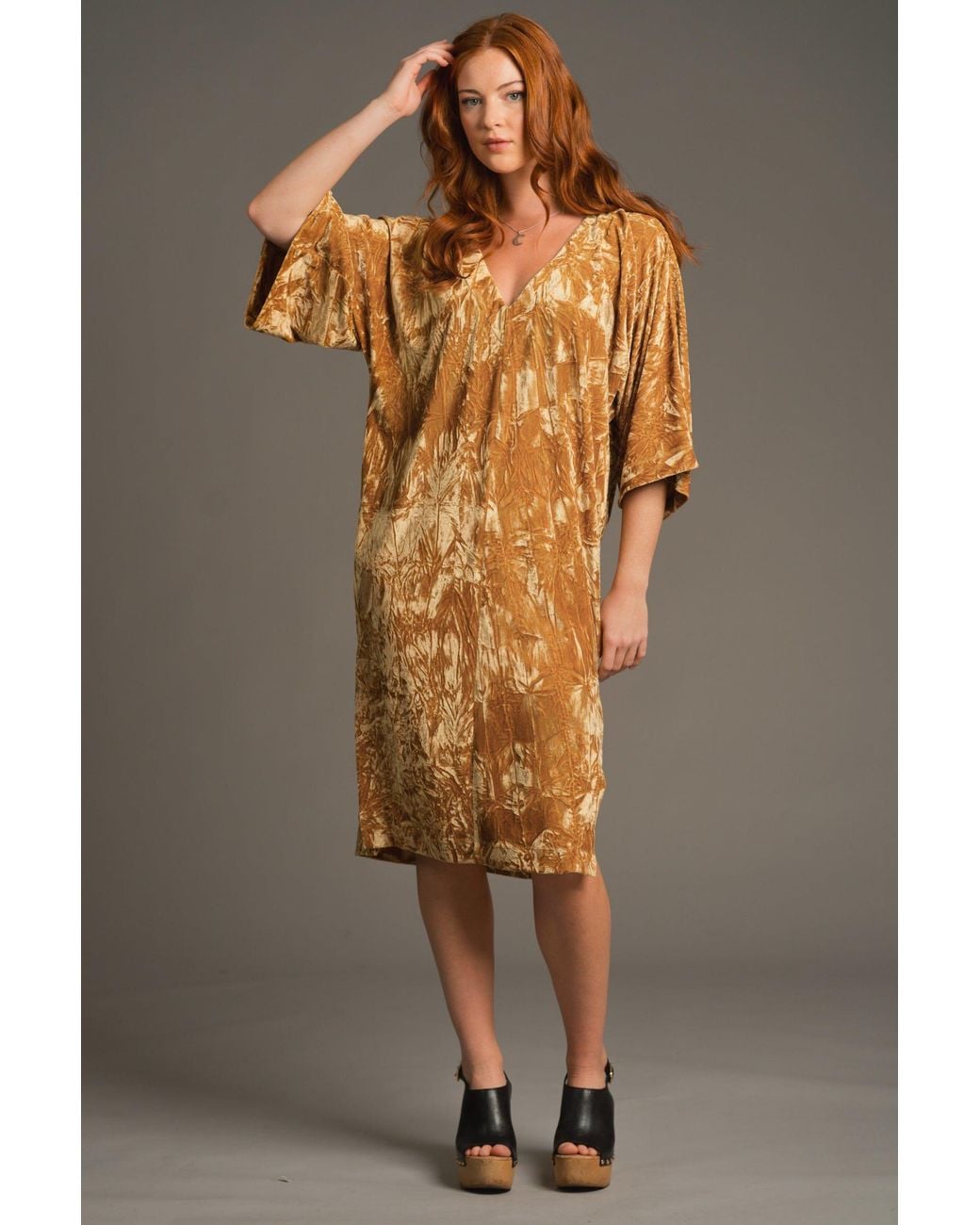 Little Lies Yellow Rumours Ochre Velvet Midi Dress