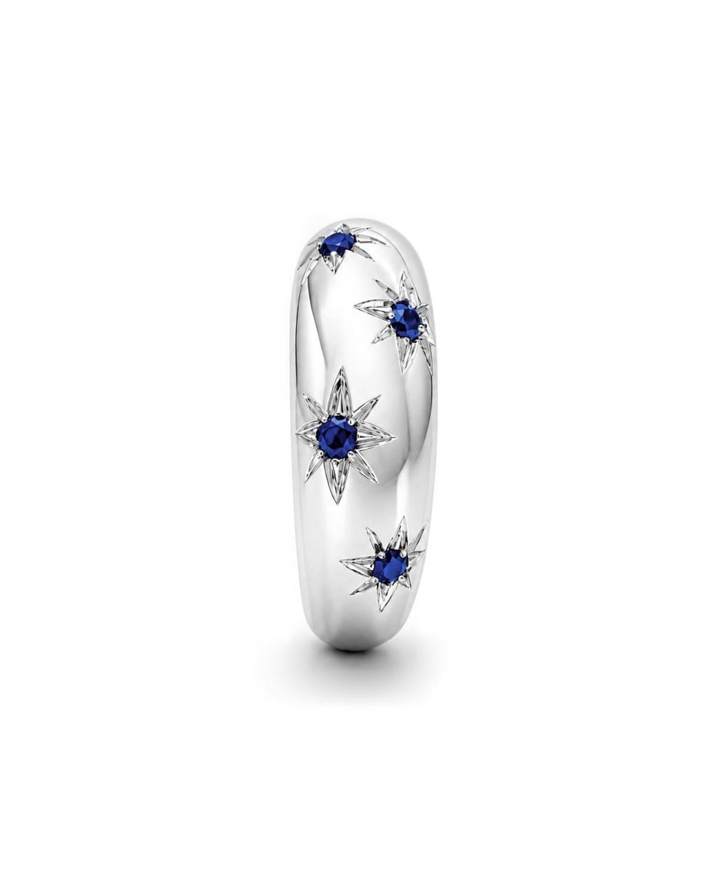 Unaloe Blue Quartz Starburst Wide Band Ring – Sterling
