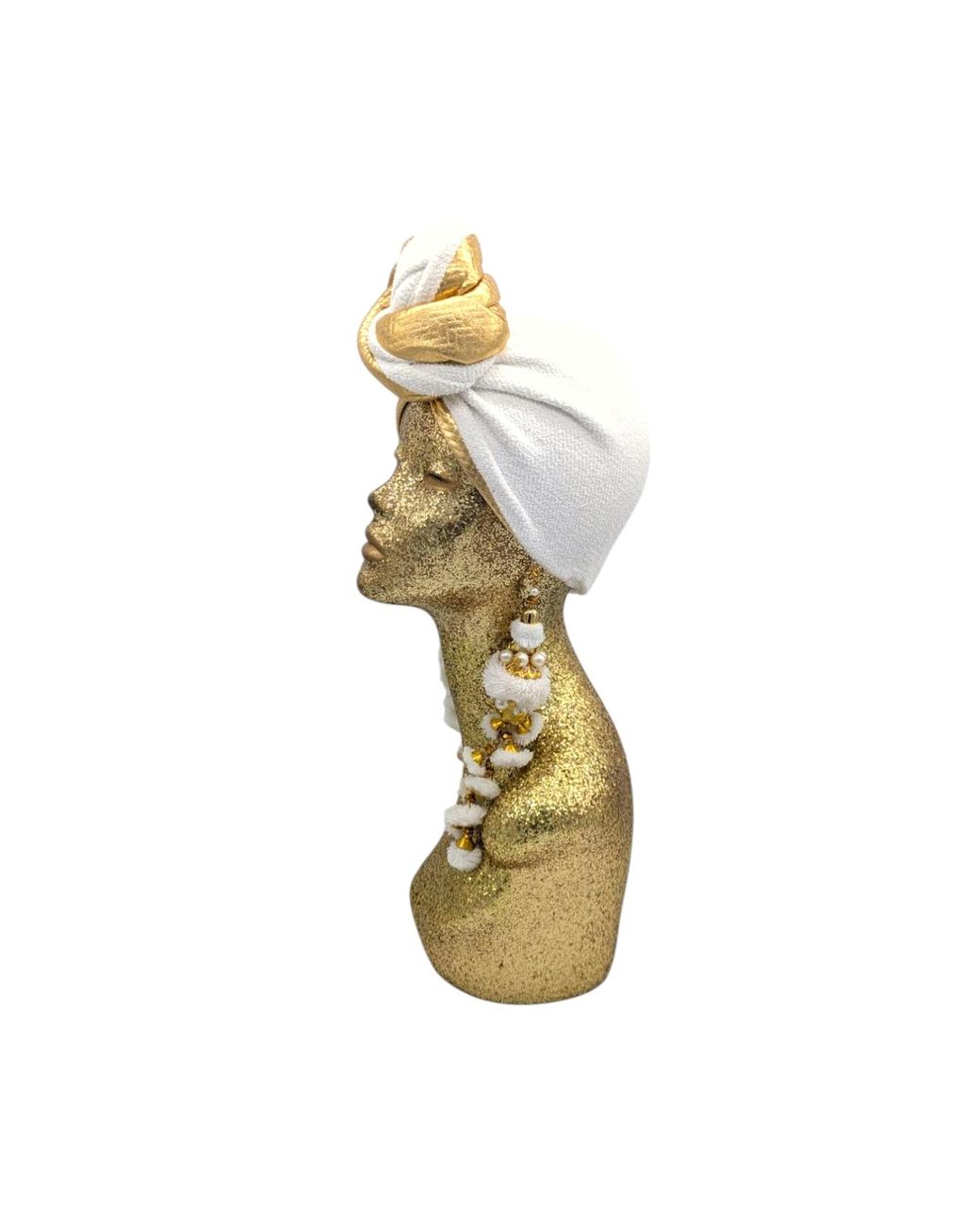 Julia Clancey Metallic Zia Golden Ivory Mestiza Reversible Turban