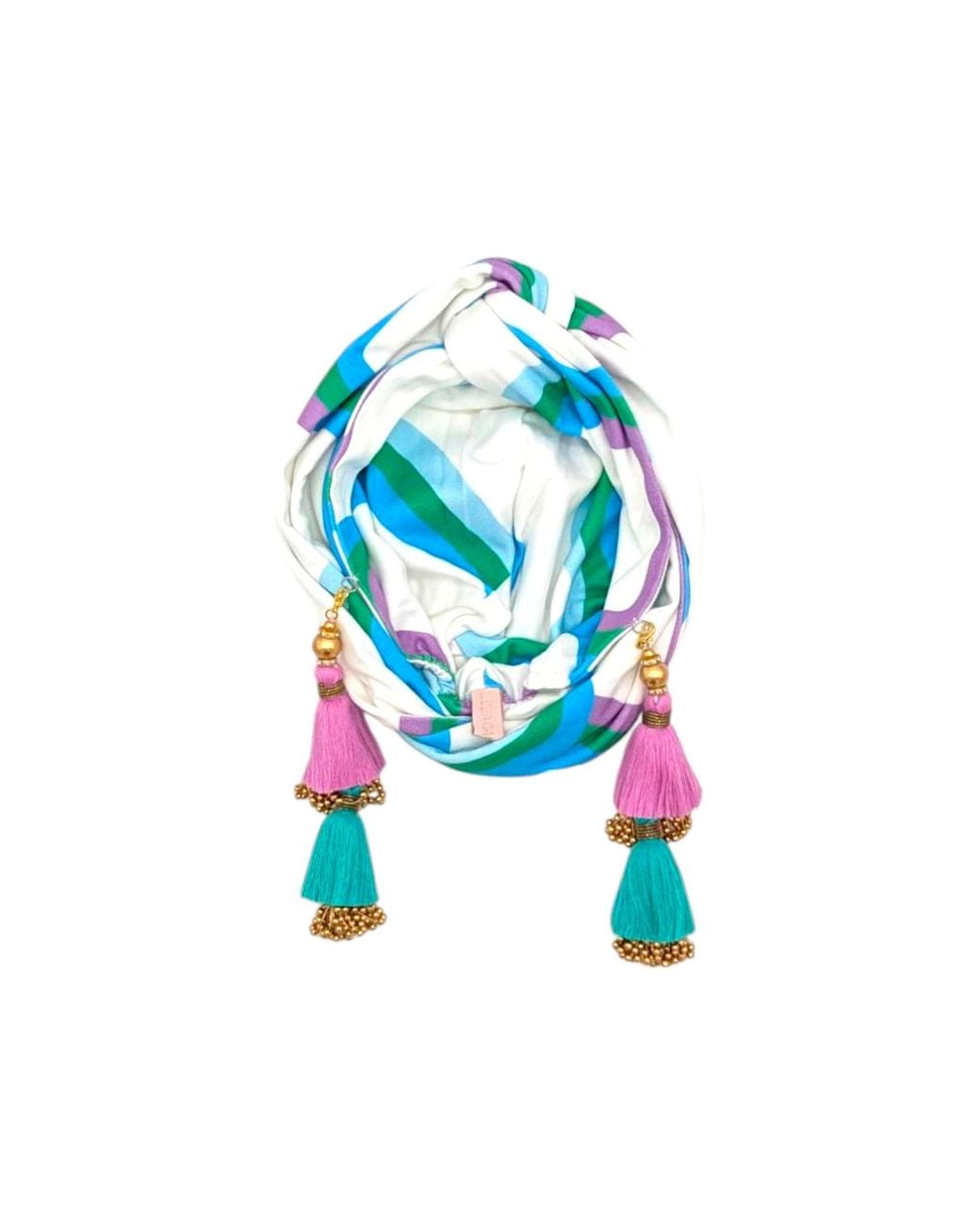 Julia Clancey Blue Azure Link Grande Organic Didi Dorado Reversible Turban
