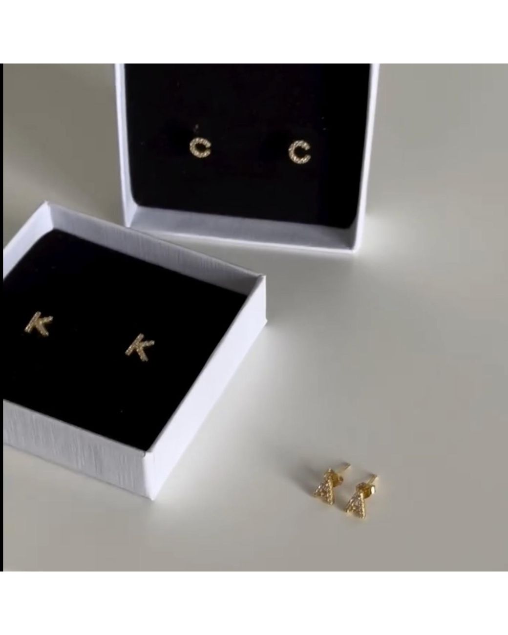 Spero London Metallic Initial Letter Stud Earring Sterling Plated