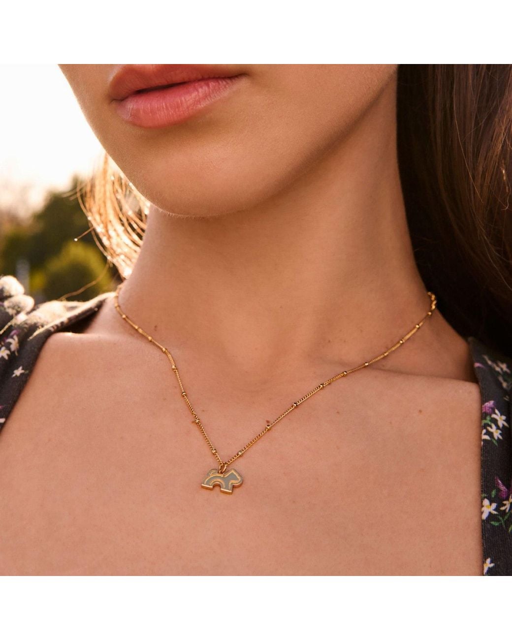 Cloud Haven Metallic Mini Dainty Logo Pendant Necklace