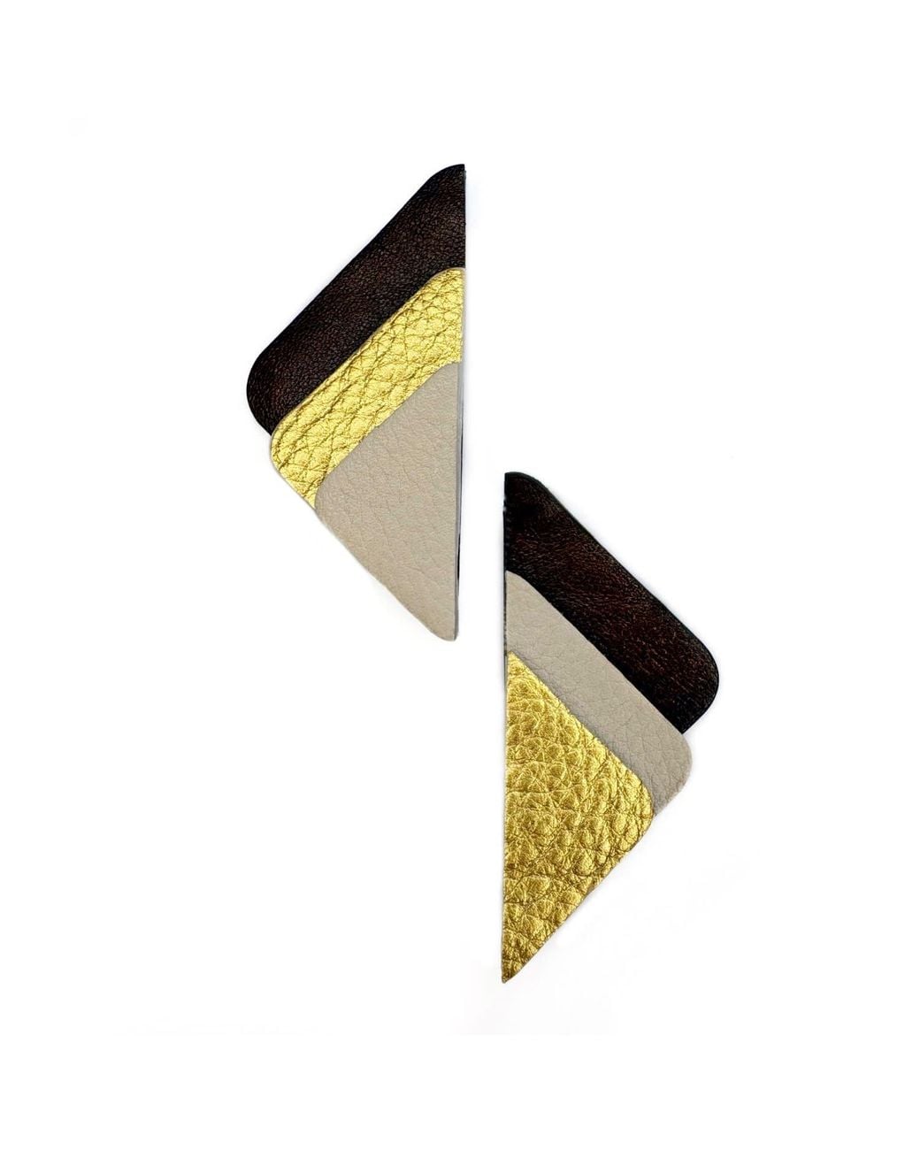 WAIWAI Yellow Neutrals Fan Leather Statement Earrings