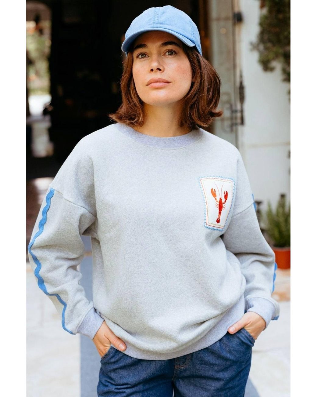 Sugarhill Gray Eadie Relaxed Sweatshirt Marl, Lobster