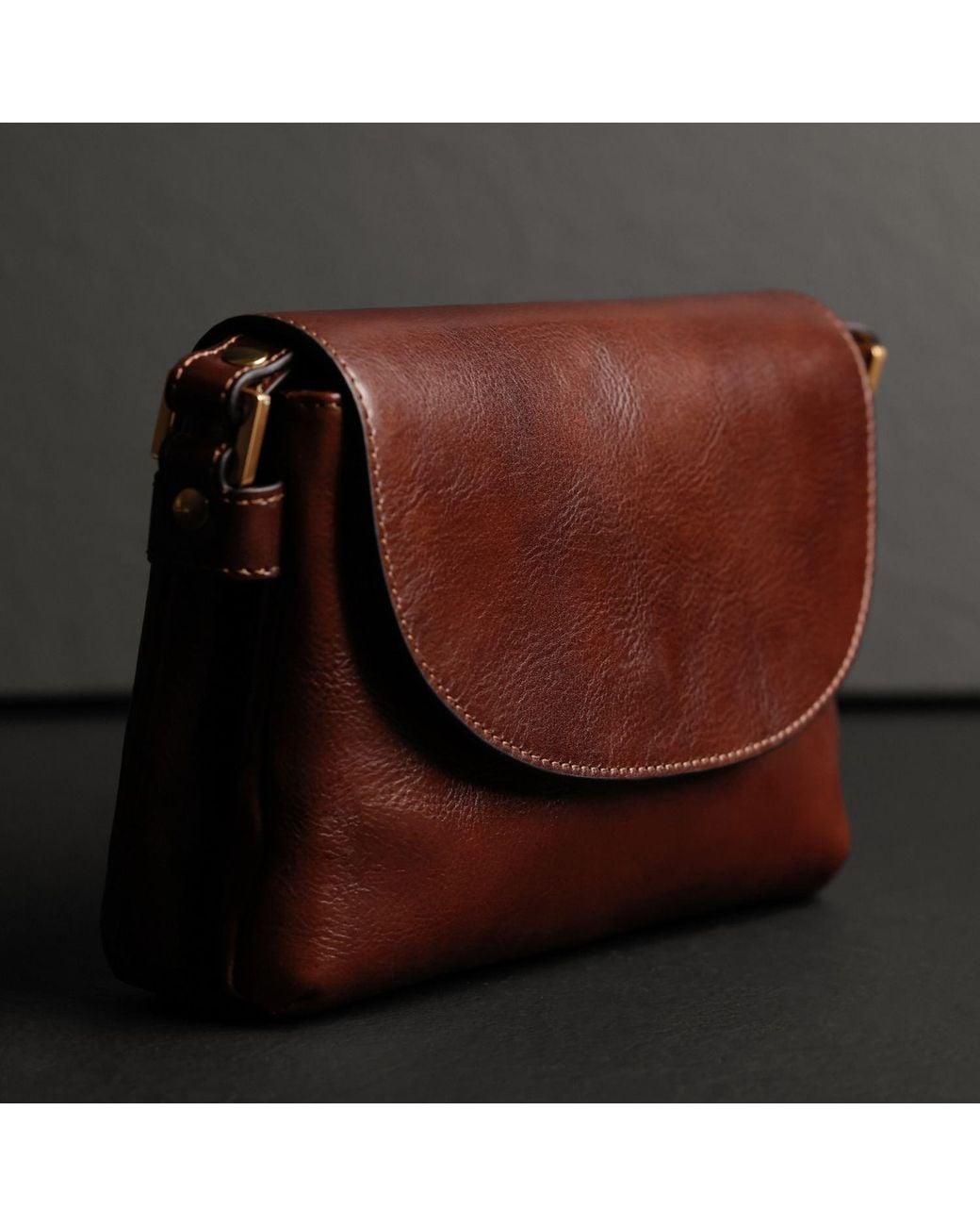 Time Resistance Brown Leather Cross Body Bag For
