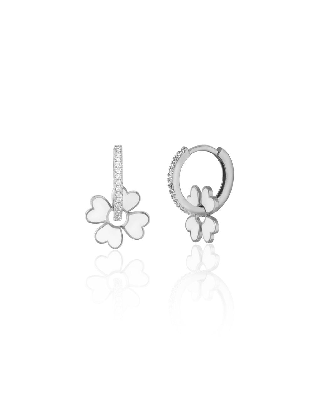 Spero London Metallic Sterling Enamel Clover Earrings