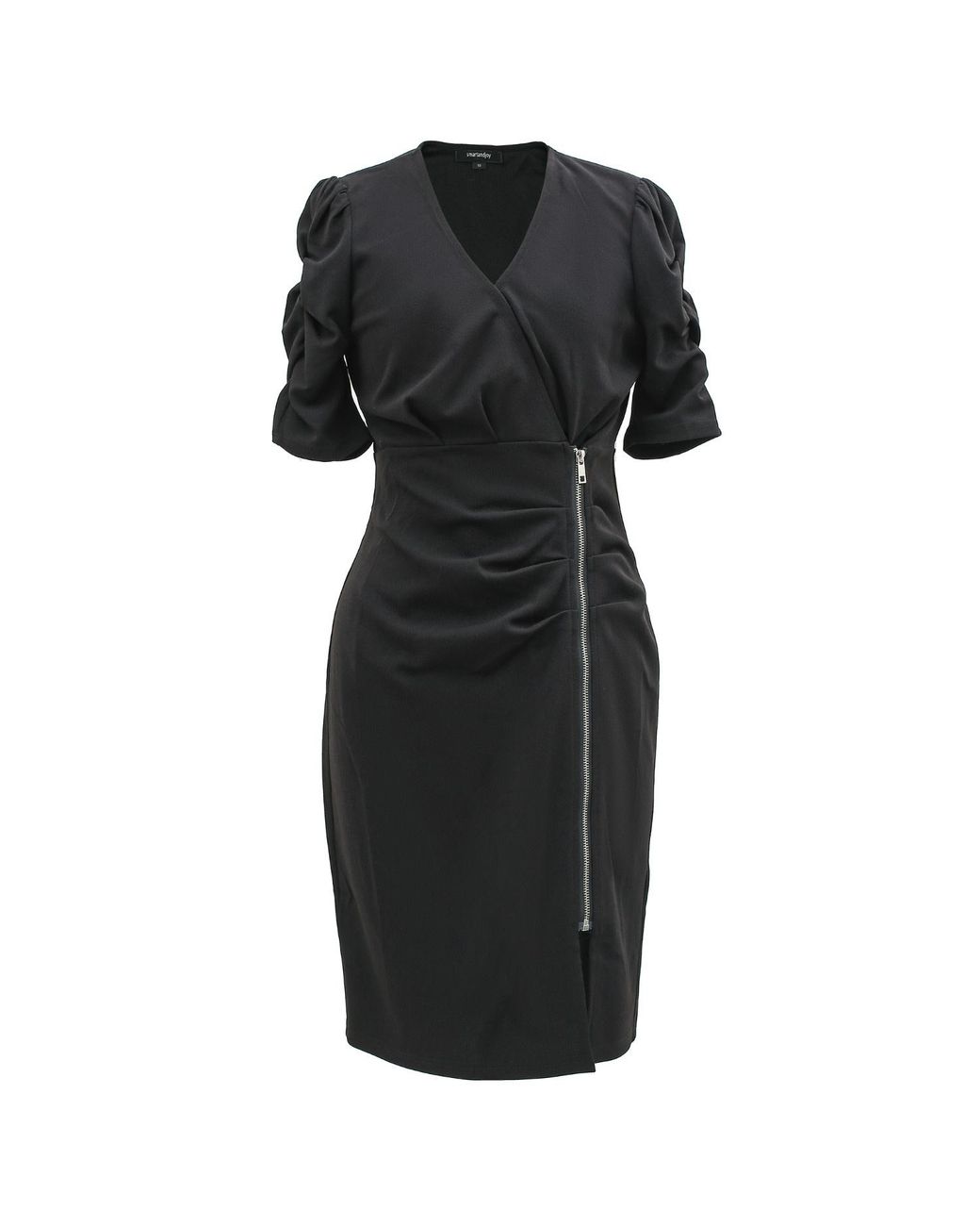 Smart and Joy Black Jersey Dress With Zip Side