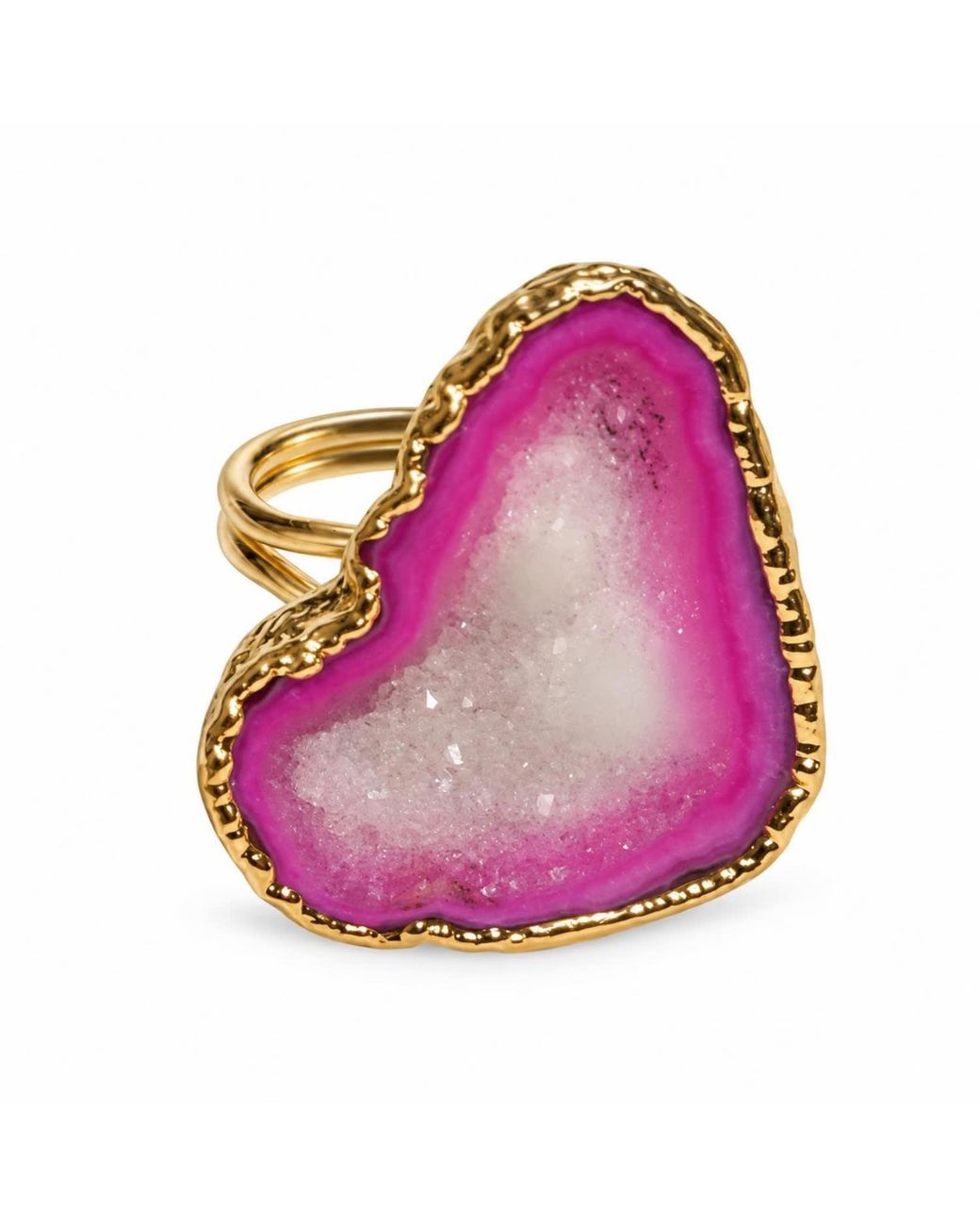 By Ozge Pink Druzy Plated Adjustable Ring