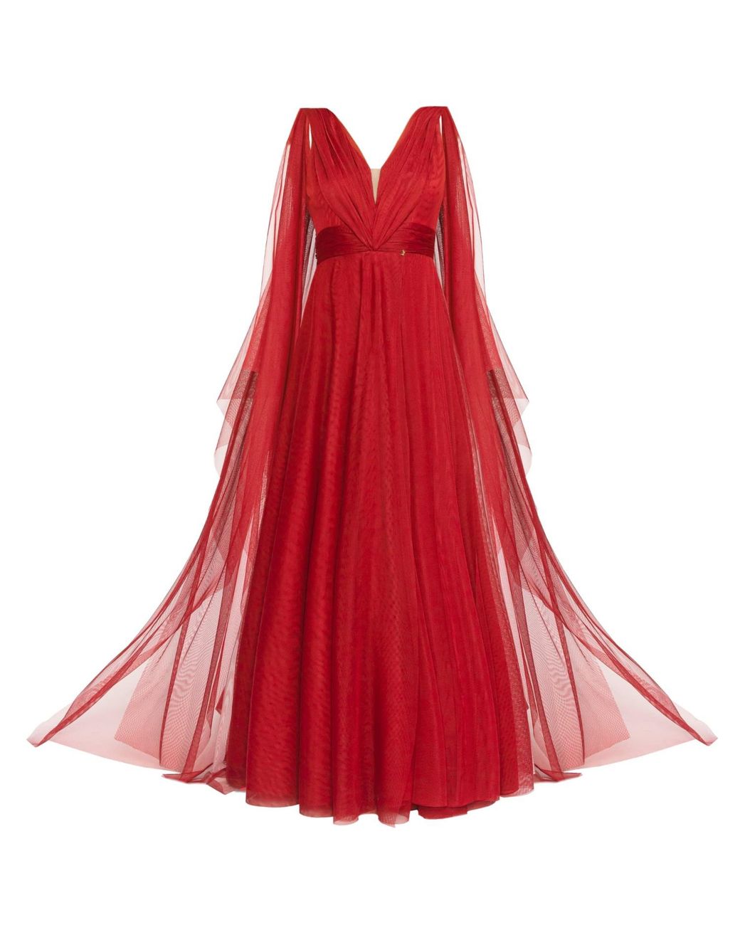 Angelika Jozefczyk Red Terracotta Tulle Evening Gown