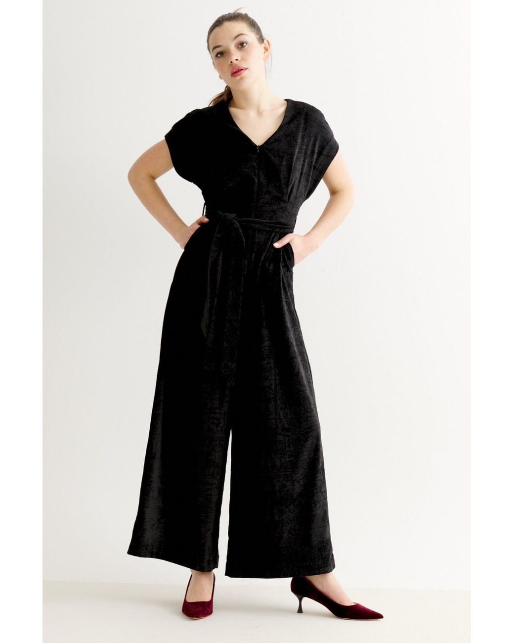 Louche Phoenix Matte Velvet Jumpsuit in Black | Lyst