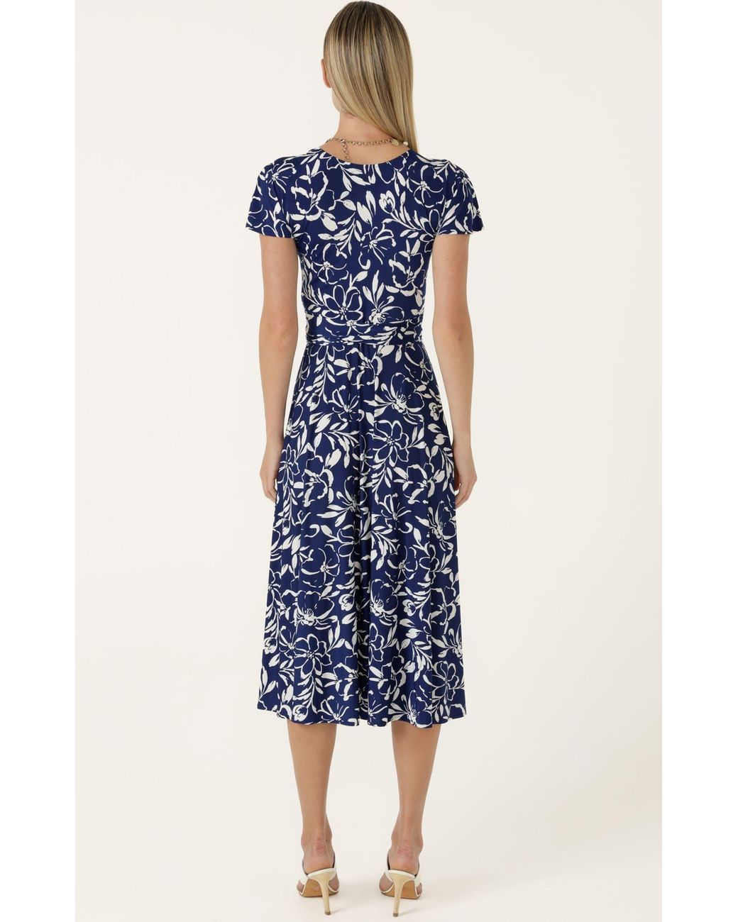 SACHA DRAKE Blue Reverse Wrap Midi Dress