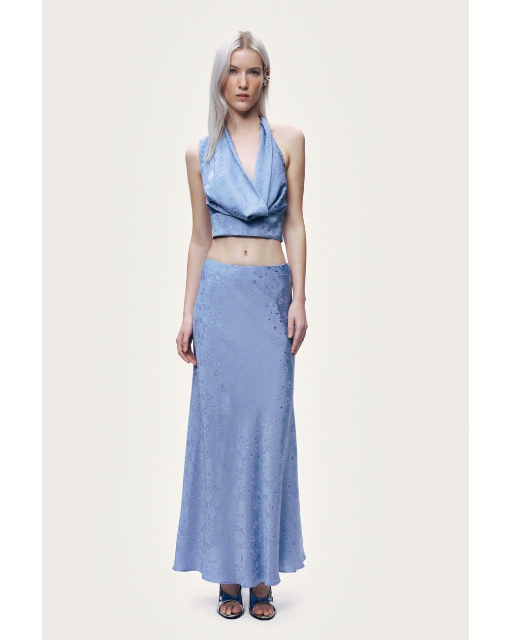 Nocturne Blue Accessory-Detail Off-Shoulder Bustier Top