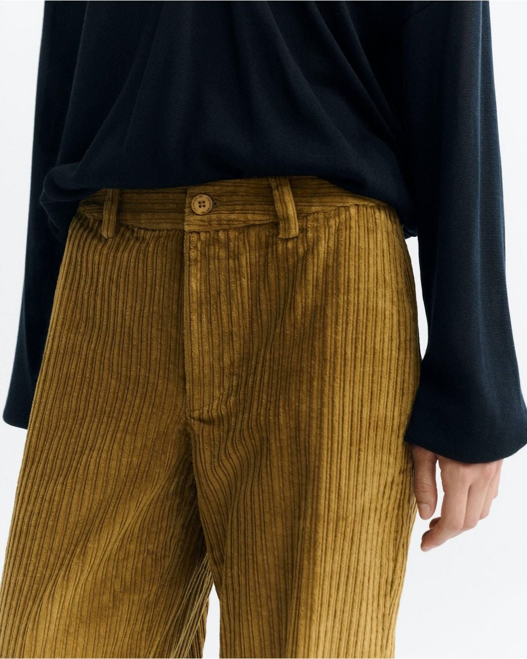 Thinking Mu White Serena Corduroy Straight-Leg Pants