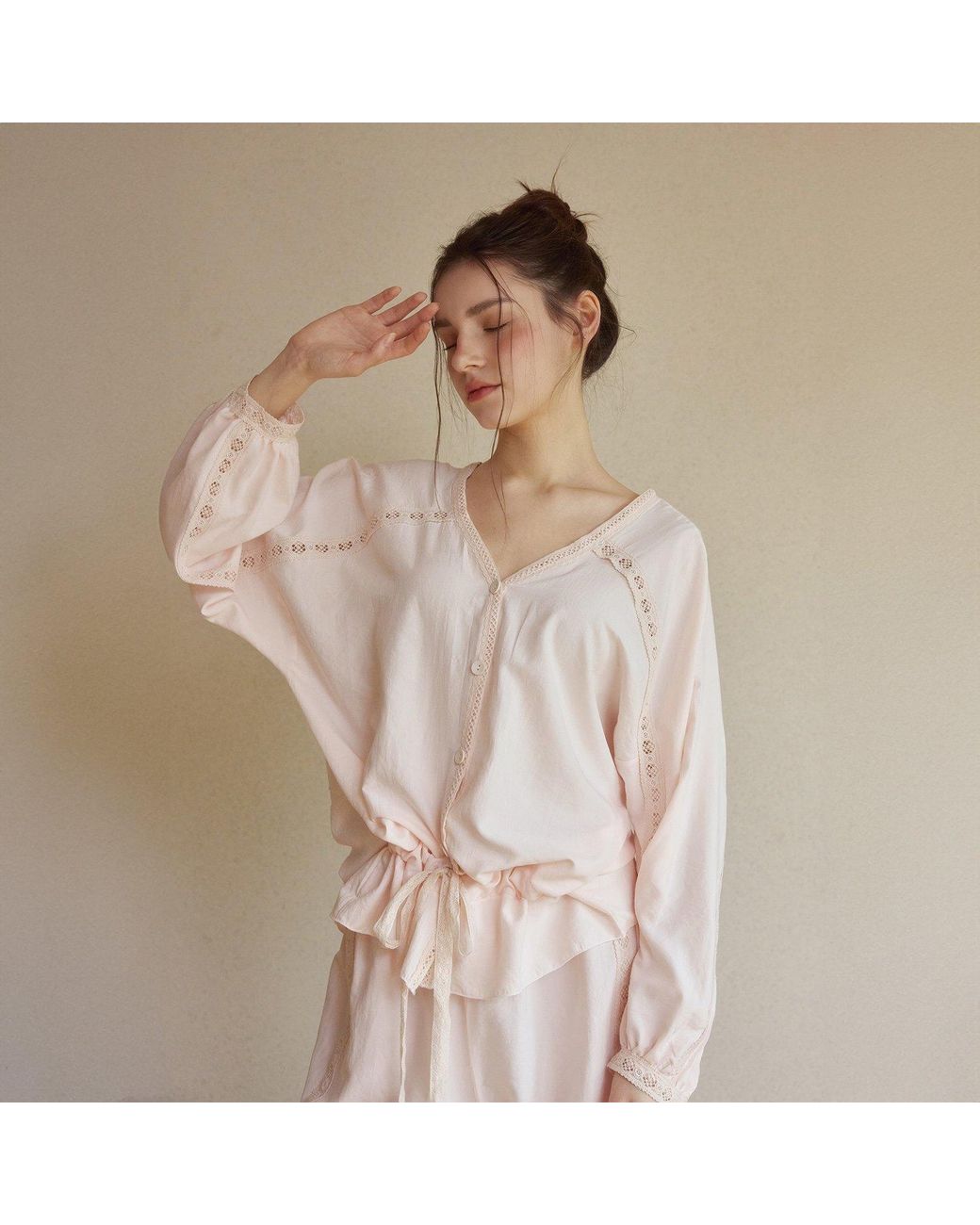 Luna Luz Pink Jessi Sand-Washed Shirt Pajama Set