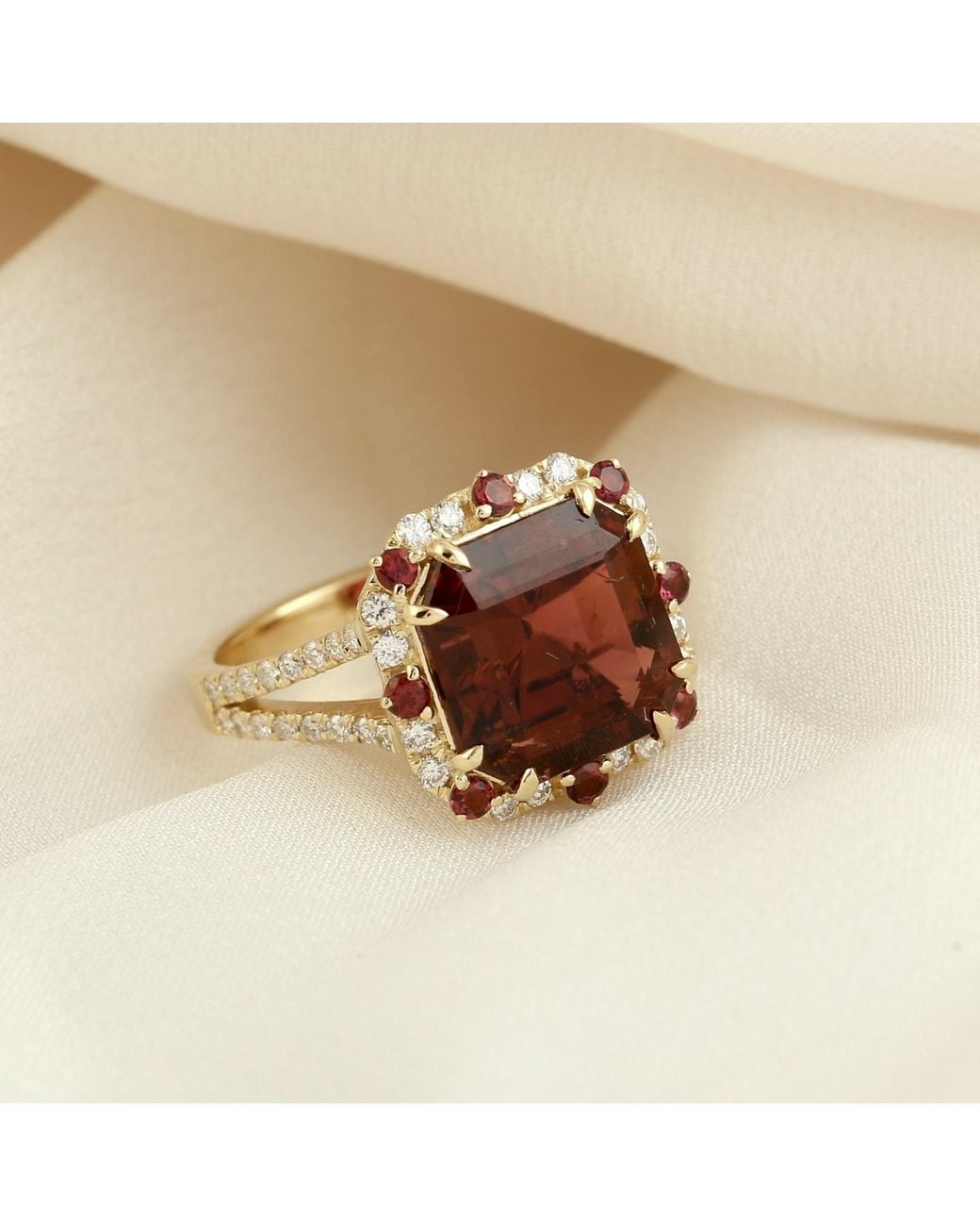 Artisan Brown Tourmaline & Diamond Statement Ring