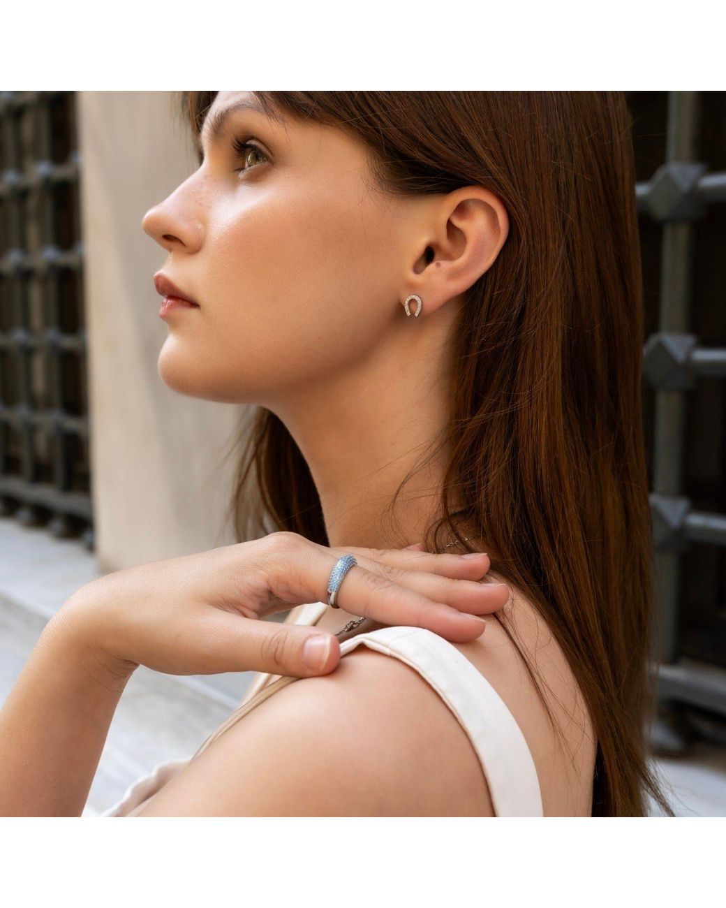 Spero London Blue Pave Sterling Dome Ring
