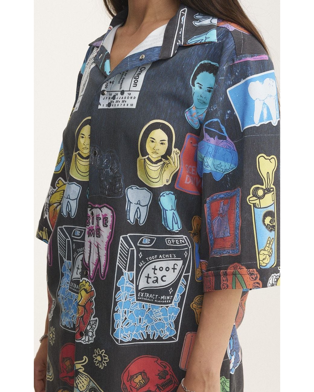 mysimplicated Blue Short Sleeve Shirt And Bermuda Set With Stickers Design