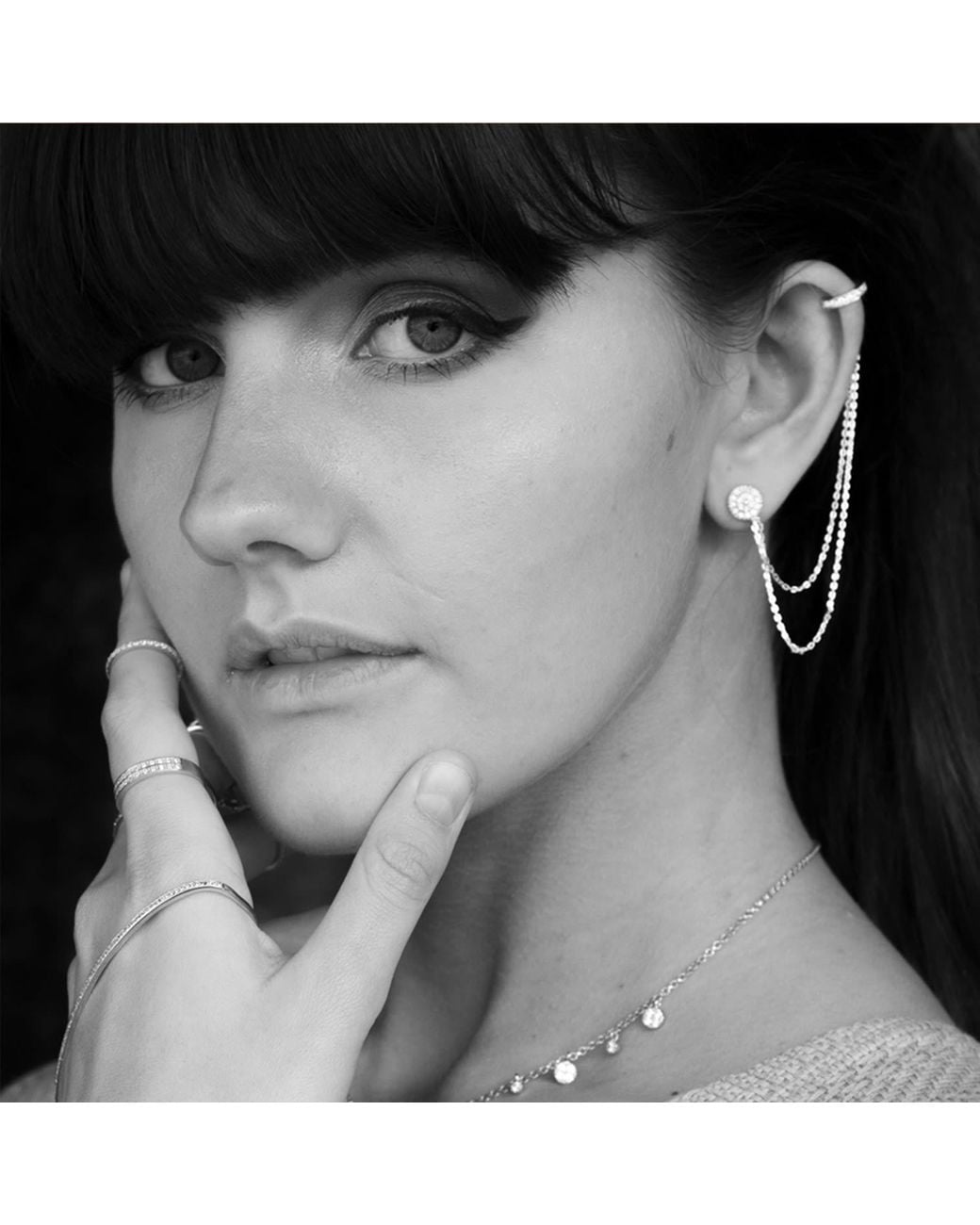 SALLY SKOUFIS Metallic Droplet Earring With Made Diamonds
