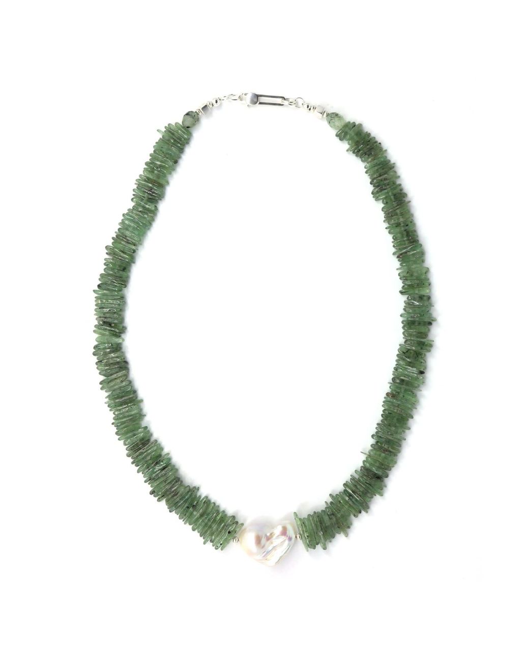 Shar Oke Green Kyanite & Freshwater Pearl Necklace