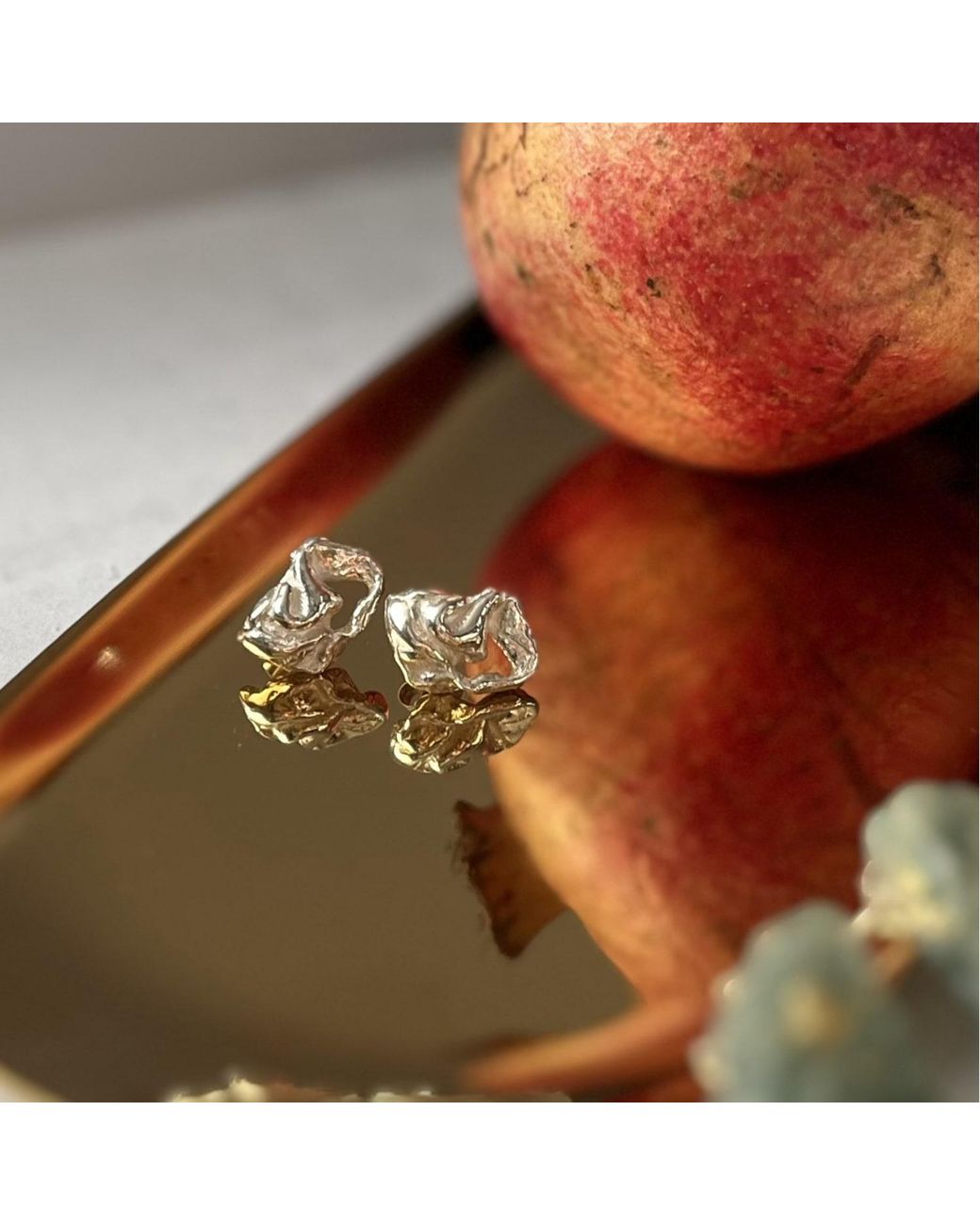 Bio-Trimmings Metallic Carrara Stud Earrings