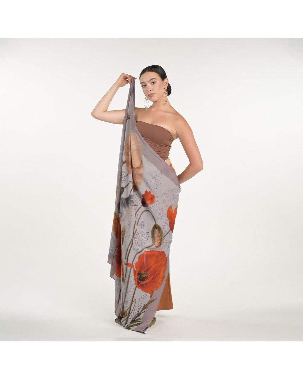 Silk&Soul Gray Poppy Scarf