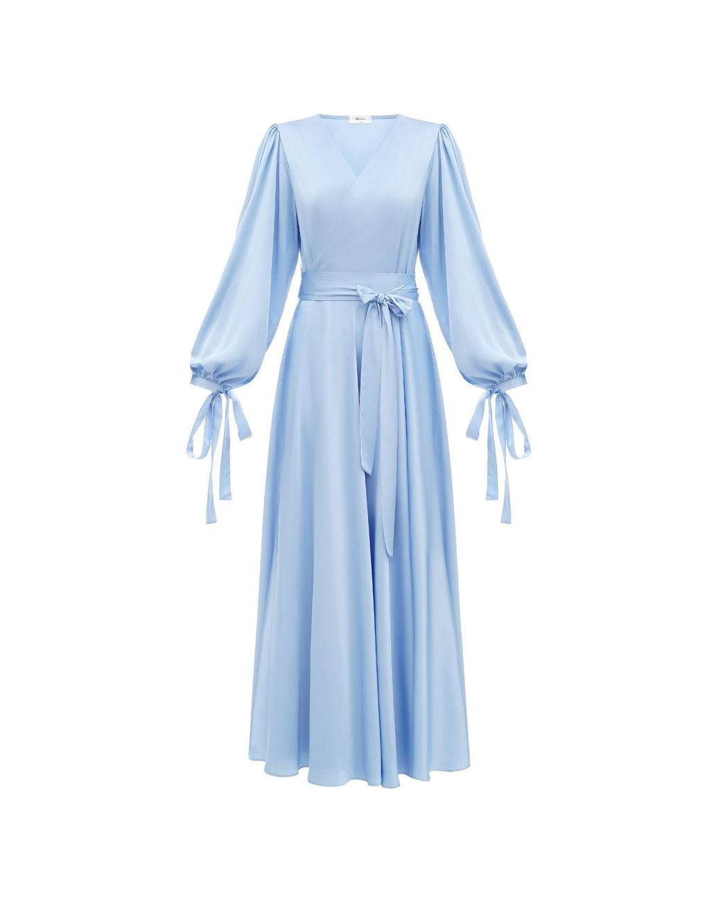 baby blue modest dress Light Blue Ball Gown Modest Long Sleeve Wedding Dress 66601 High Neck –  Viniodress