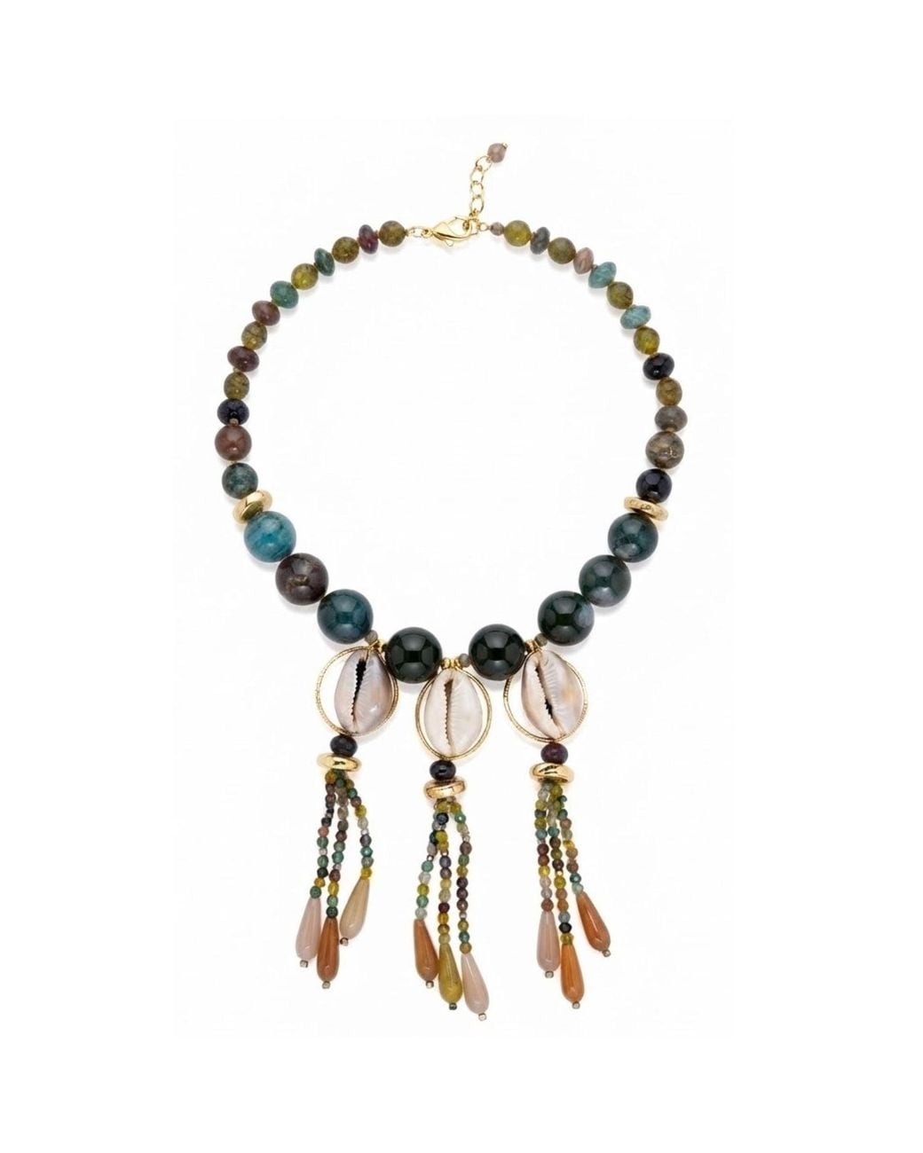 Jaredjamin Metallic Marina Natural Cowrie Shell Statement Necklace