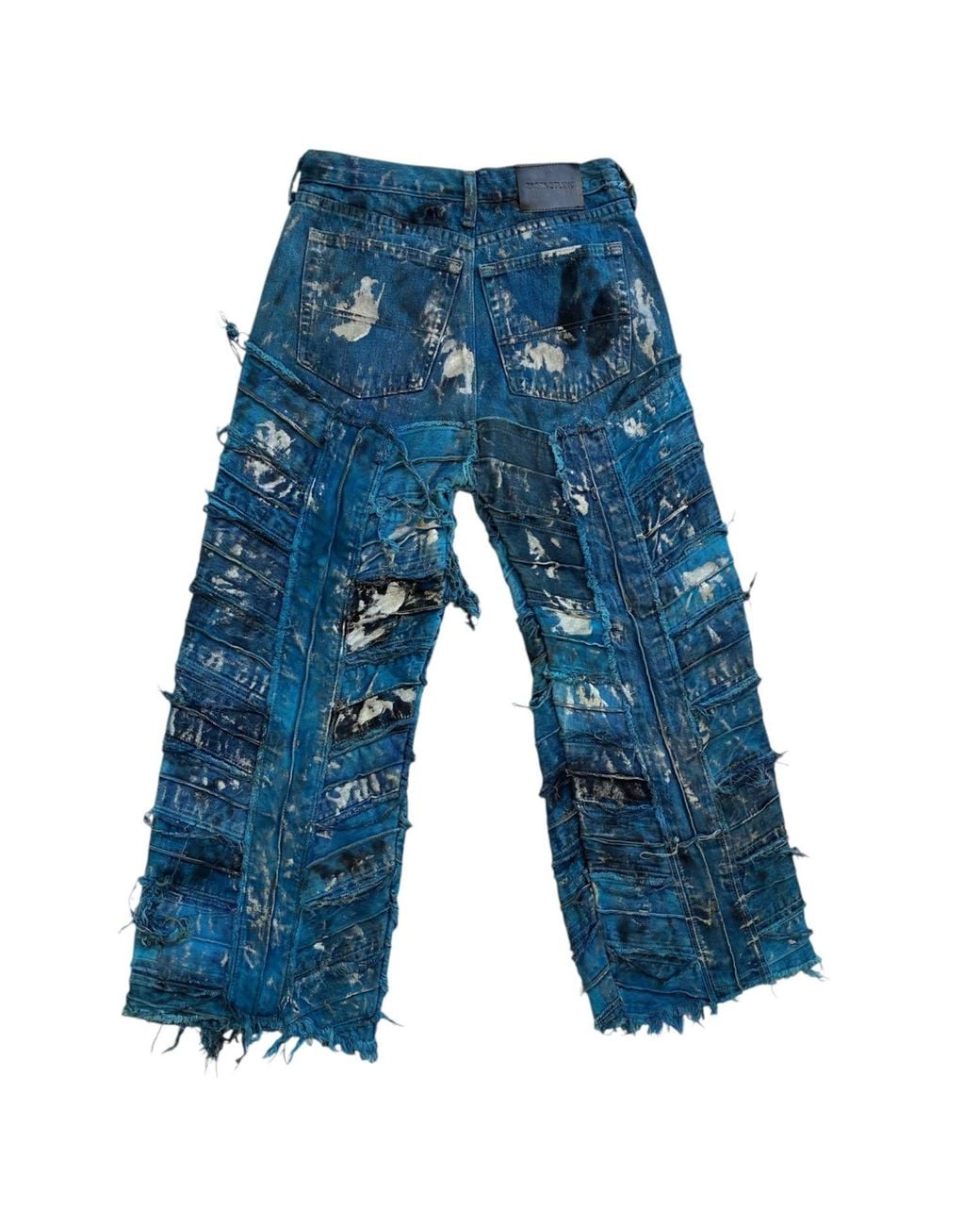 Zasta Studio Blue Wearable Ruins Shredded Wide Leg Colored Denim Pants G