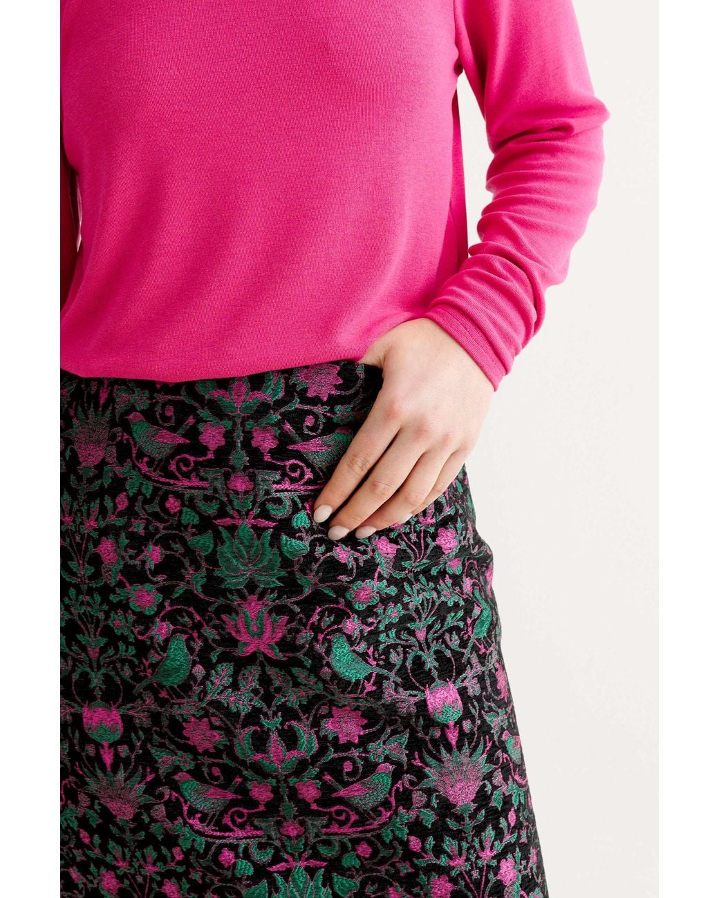Louche Blue Buffy Belle Plume Jacquard Midi Skirt