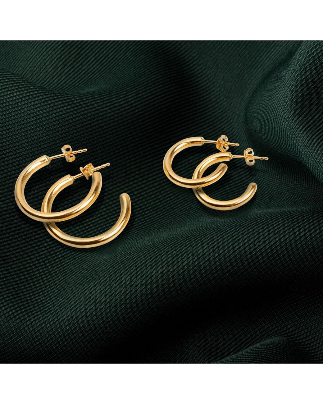 The Jewellery Store London Metallic Plain Open Hoop Studs Earrings