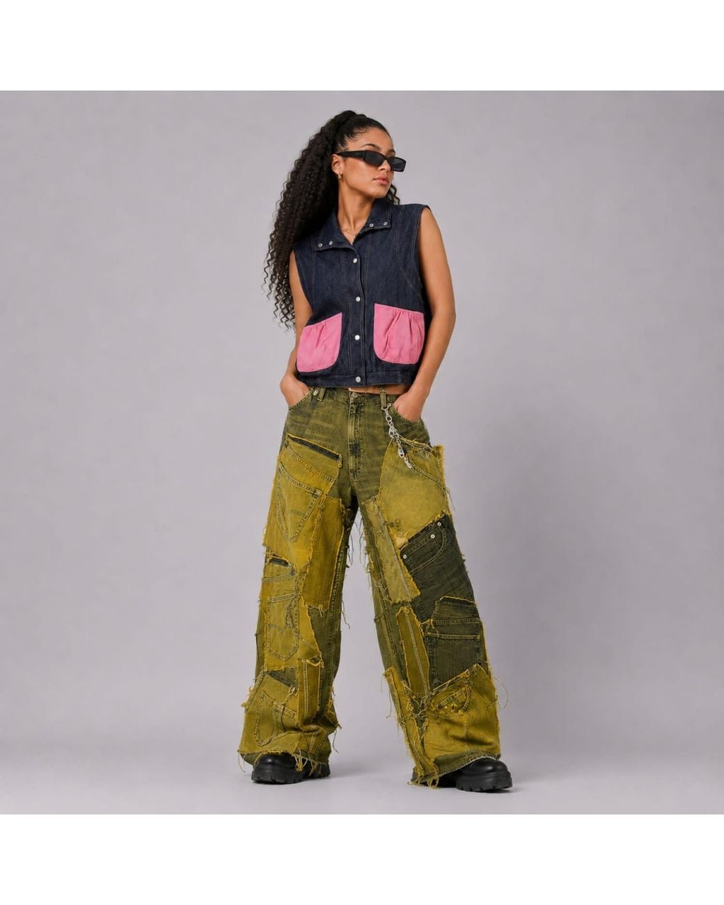 Zasta Studio Green Shred Couture Denim Jeans A New