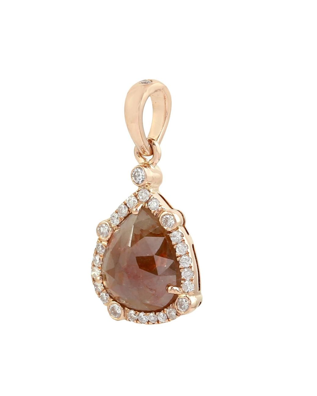 Artisan Natural Rose 18K Rose Ice Diamond & Diamond Pear Halo Pendant
