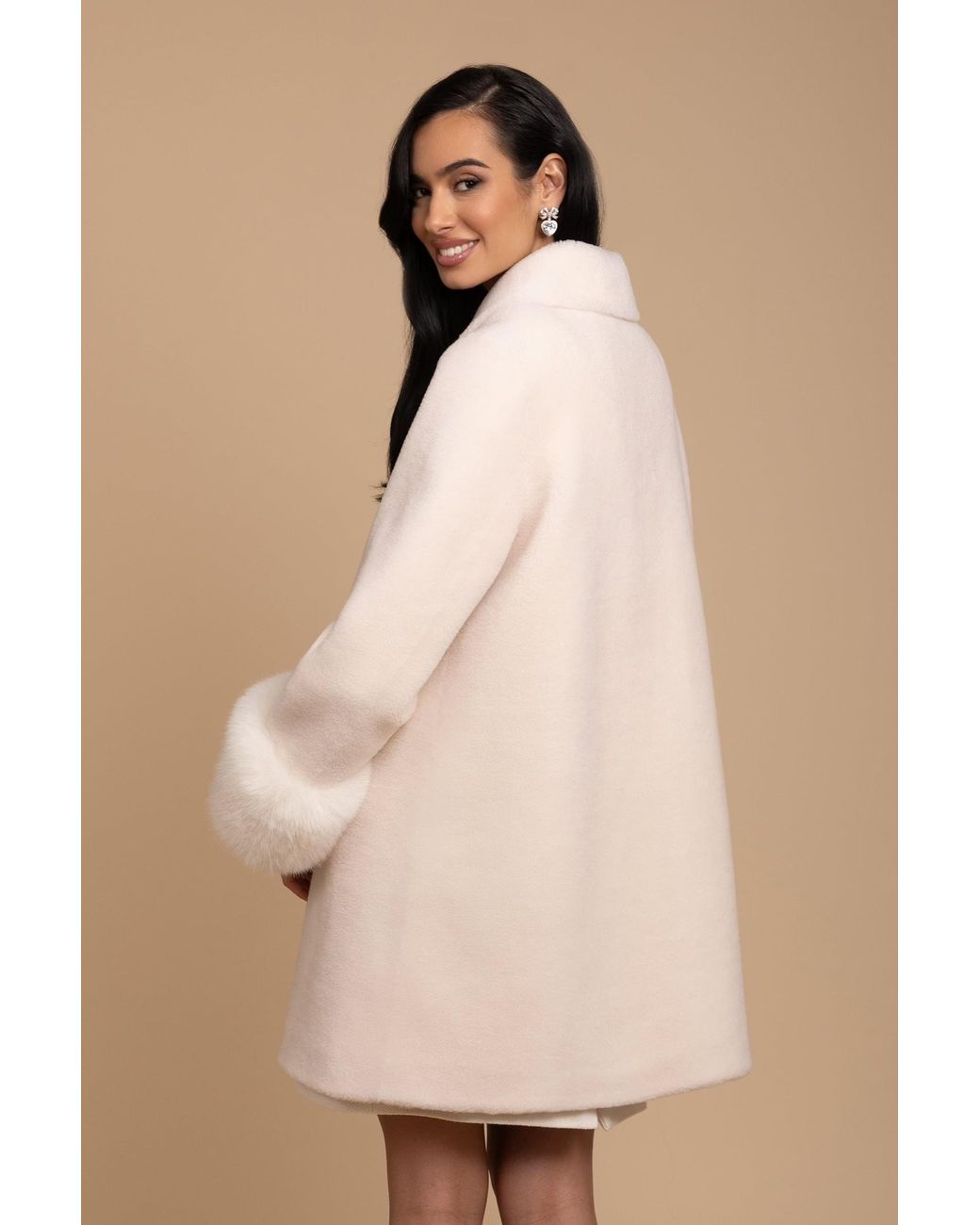 Santinni Natural Fairytale Wool Faux Fur Teddy Coat