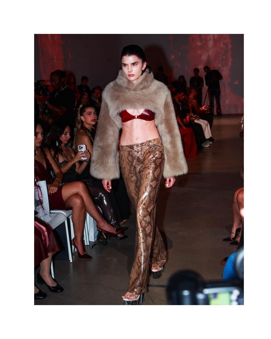 Heira Leatherwear Brown Neutrals Medusa Low-Rise Pants