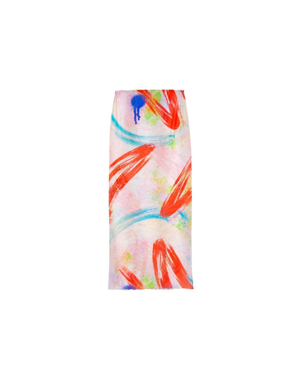 Audrey Vallens Red Brush Stroke Mesh Skirt