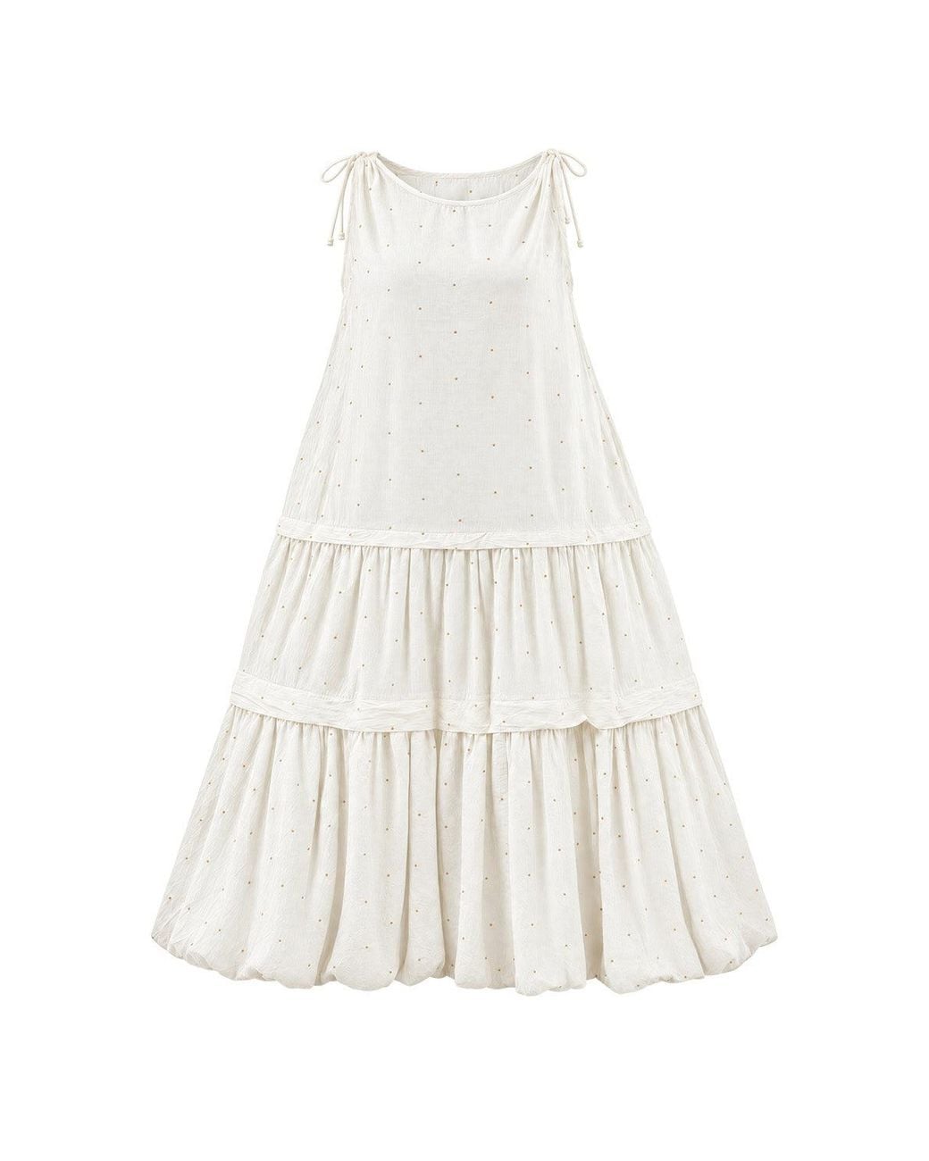 Adrift Clothing White Millie Reversible Bubble Hem Dress