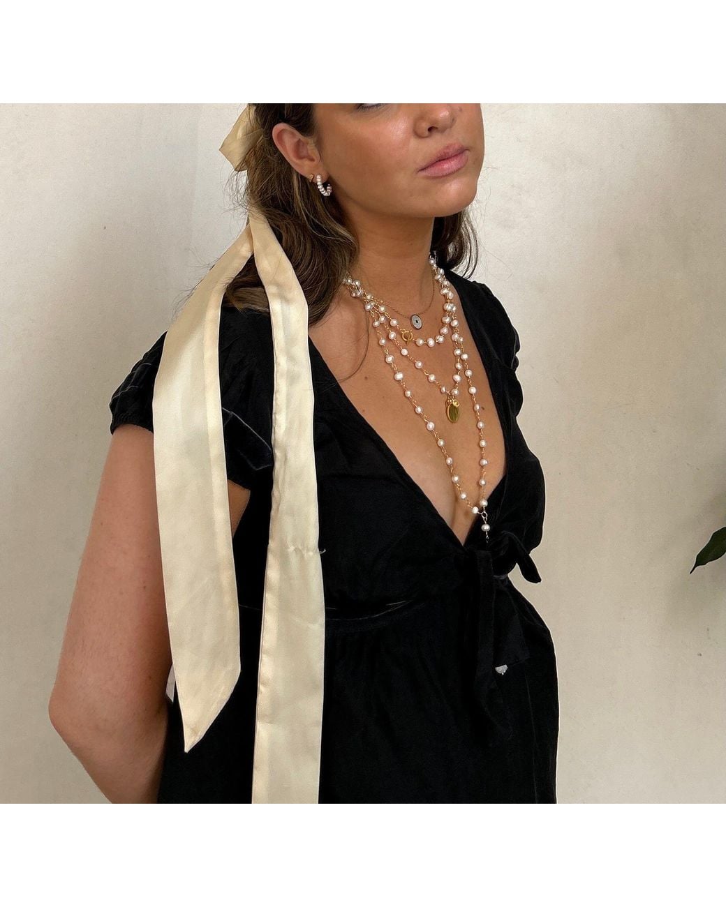 Iris London Metallic Anna Pearl Necklace