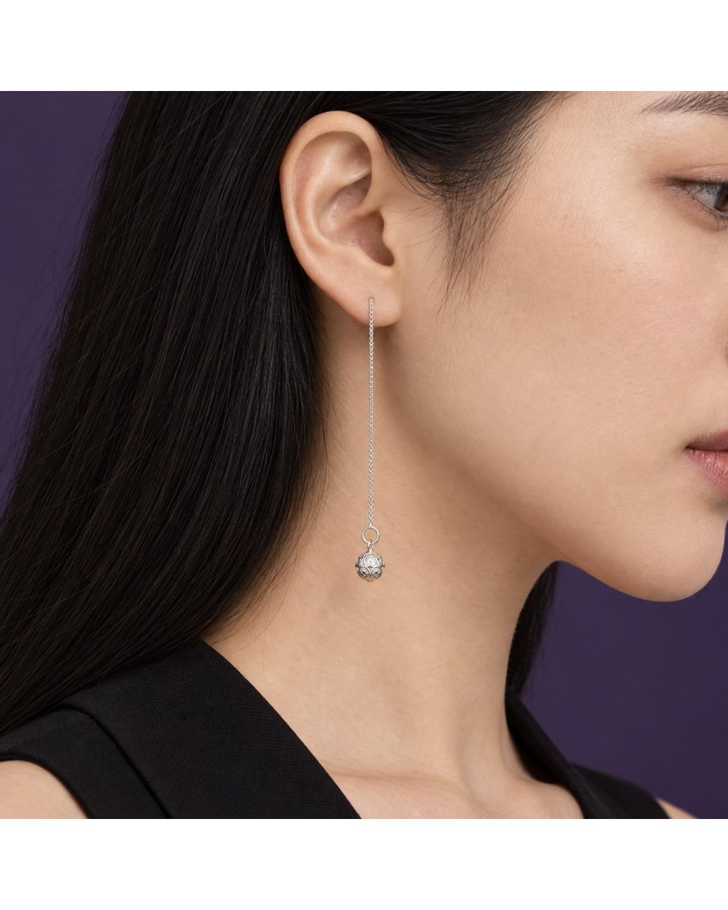Yieon White Lucky Beads Fine Filigree Threader Earrings