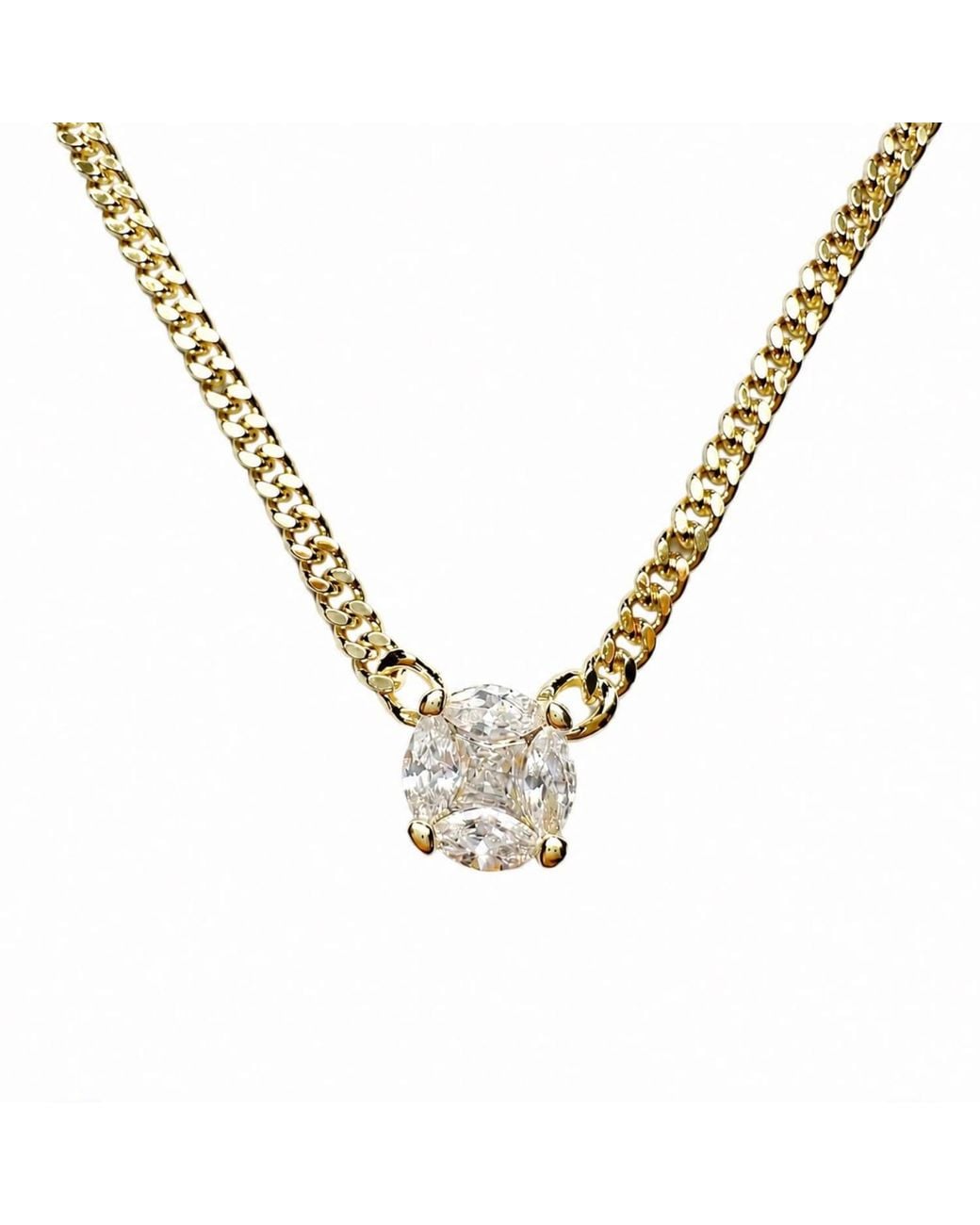 By Ozge Metallic Starlight Solitaire Zircon Plated Statement Chain Necklace