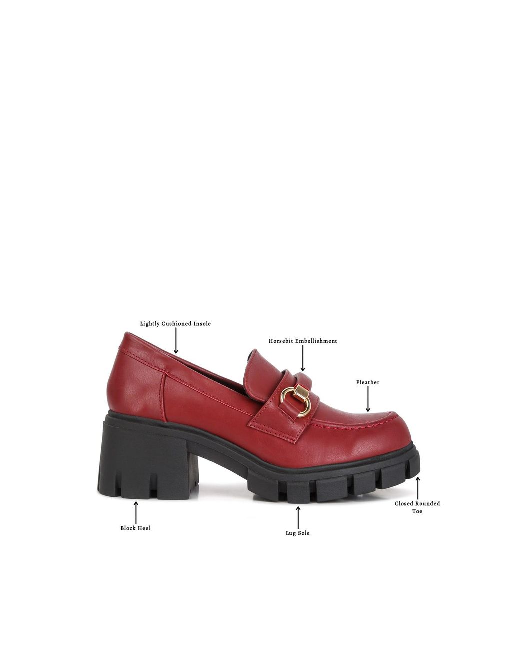 Rag & Co Red Evangeline Chunky Platform Loafers