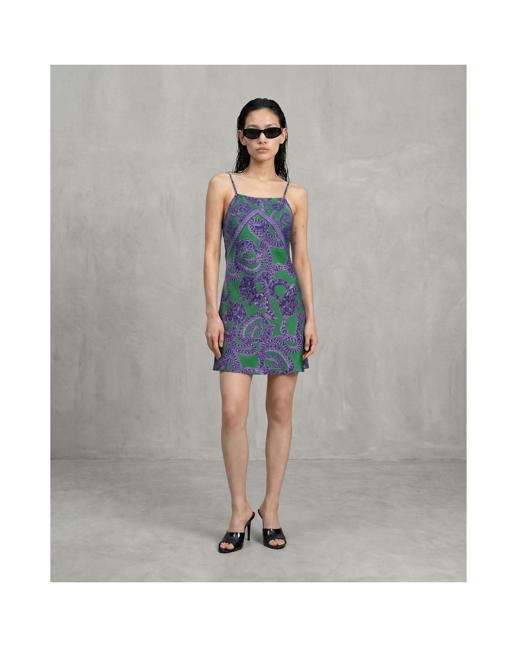 Monzlapur New York Blue Silk Snake Scarf Dress