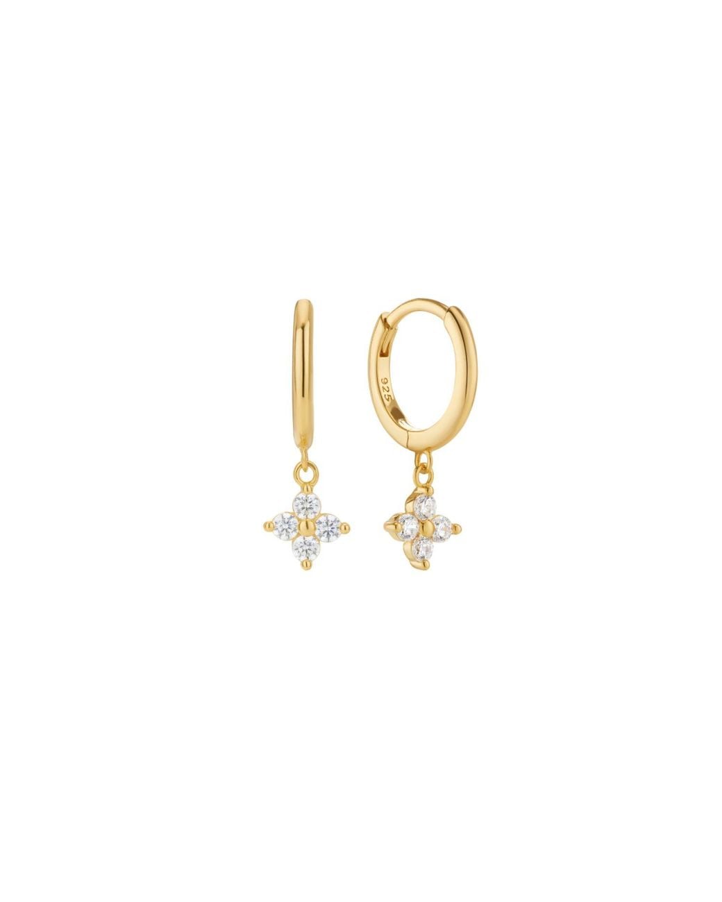 Vanhi Metallic Flora Crystal Charm Huggies