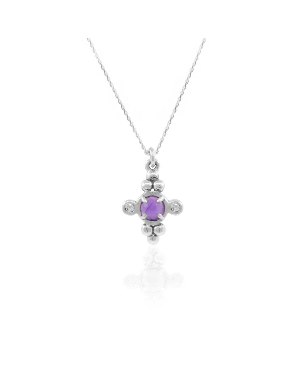 Lee Renee Metallic Amethyst & Diamonds Cross Necklace